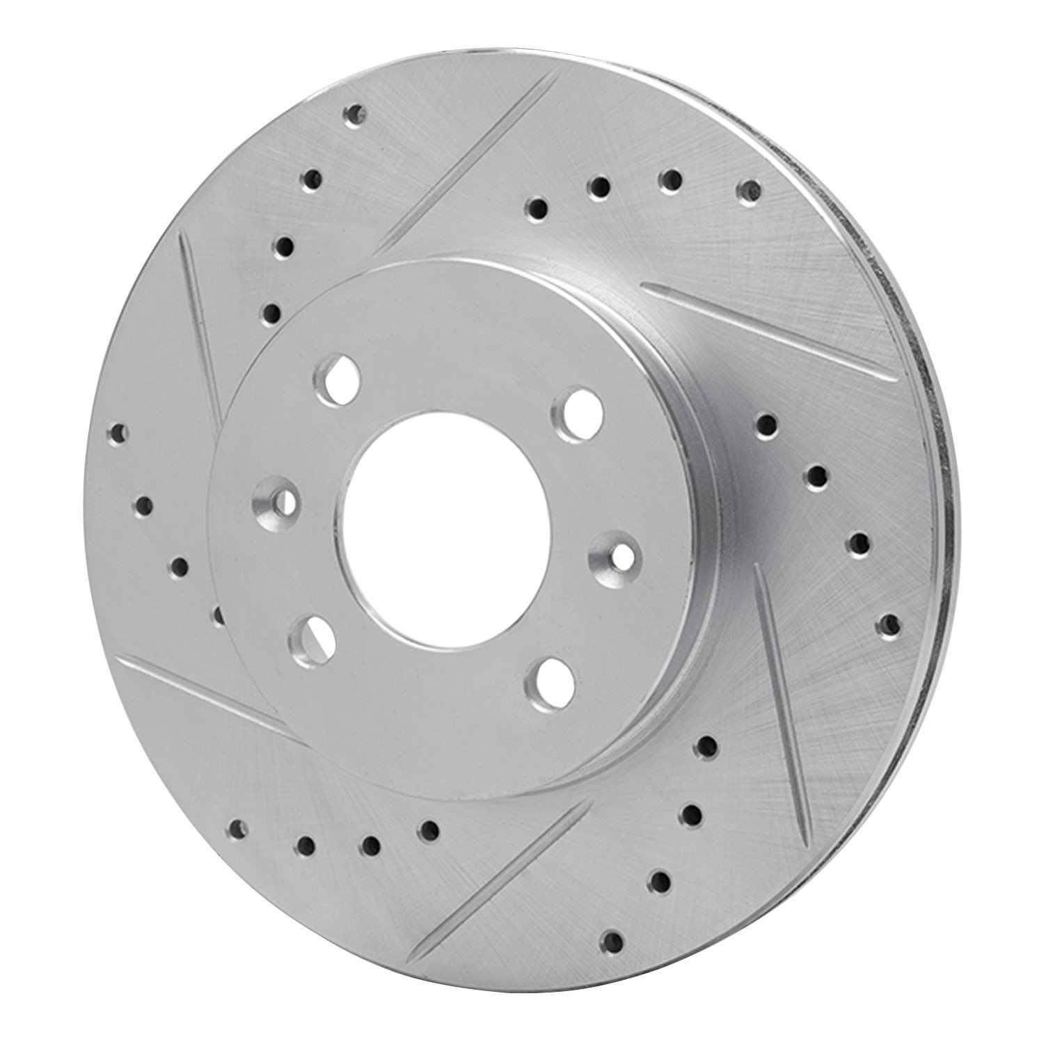 E-Line Drilled & Slotted Silver Brake Rotor, 2006-2012 Fits Multiple Makes/Models, Position: Front Left