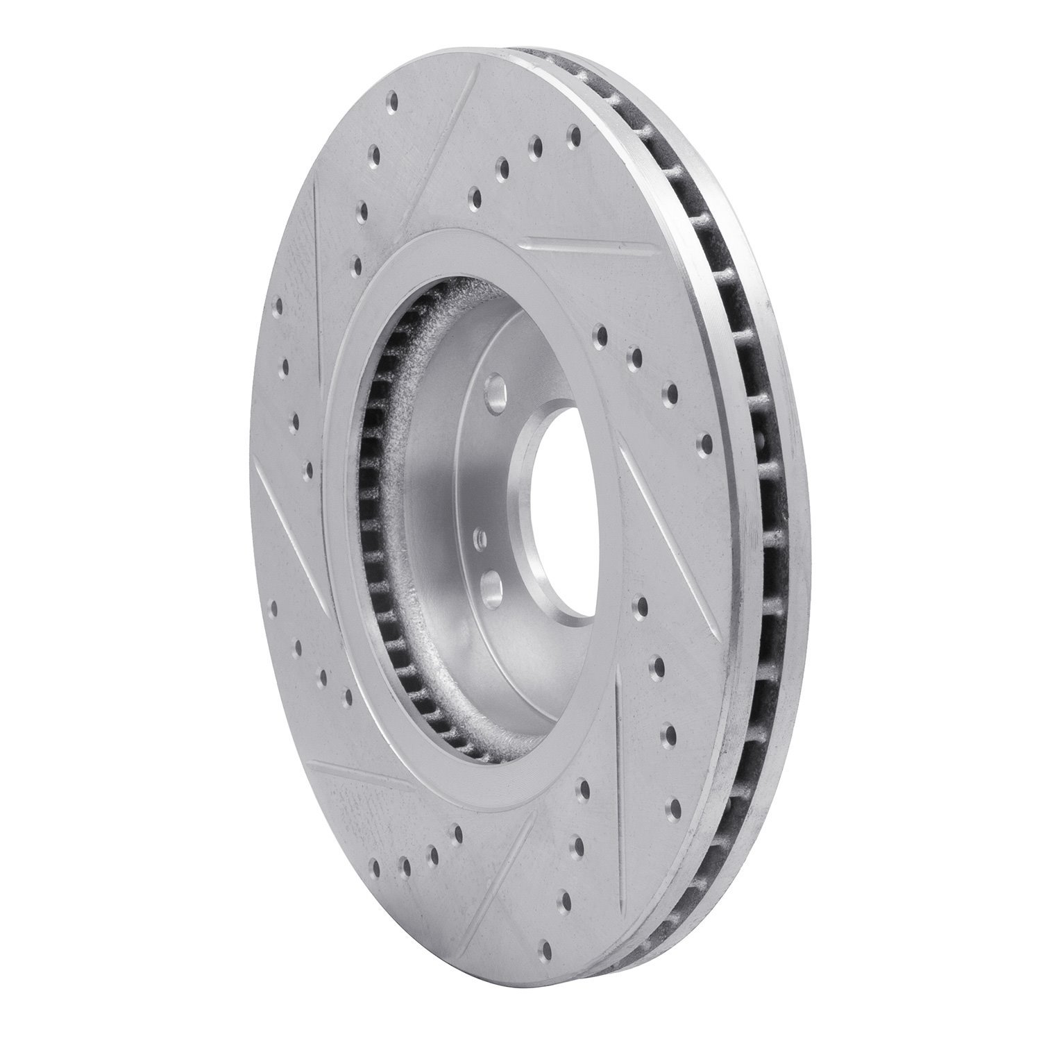 E-Line Drilled & Slotted Silver Brake Rotor, 2010-2013 Kia/Hyundai/Genesis, Position: Front Right