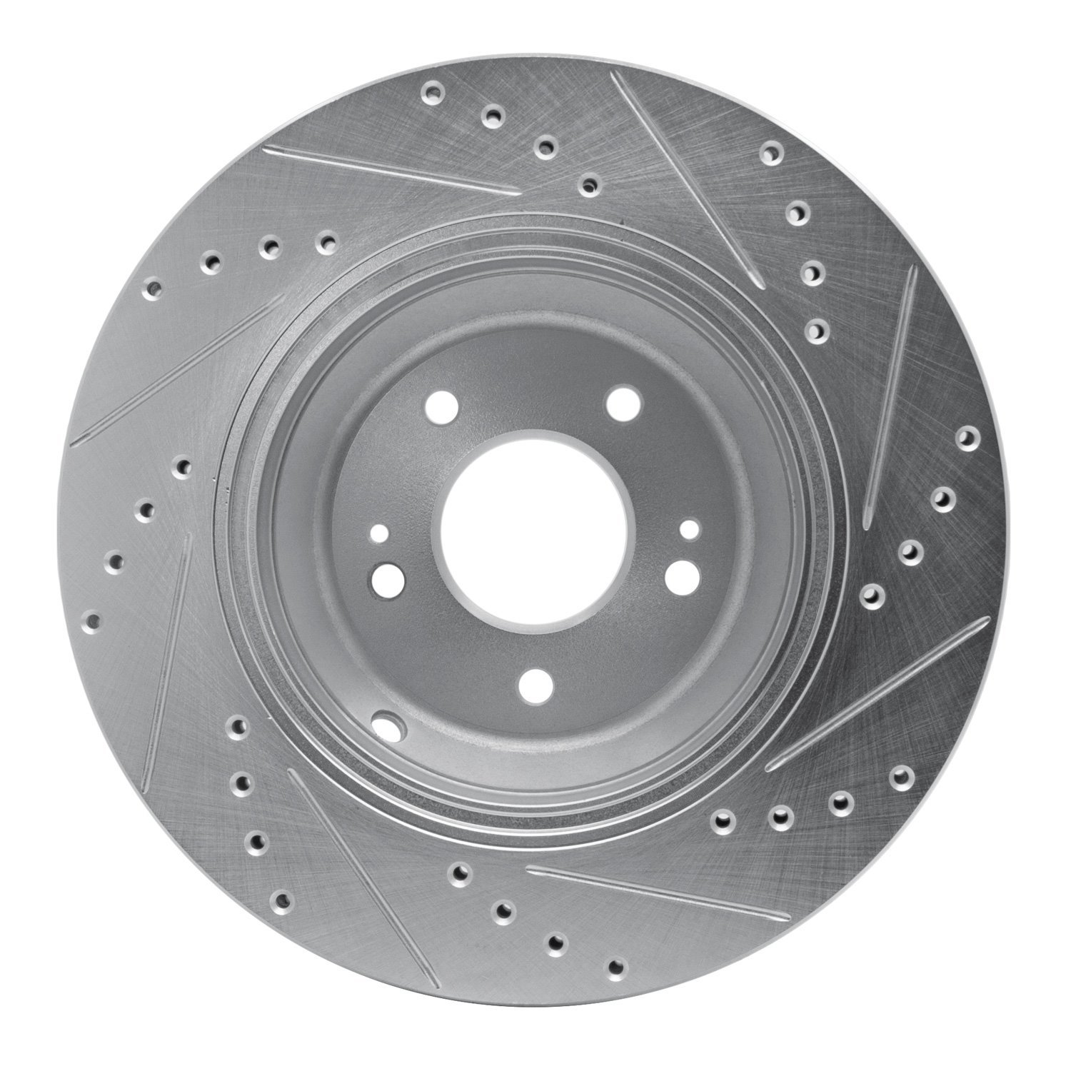 E-Line Drilled & Slotted Silver Brake Rotor, Fits Select Kia/Hyundai/Genesis, Position: Rear Left