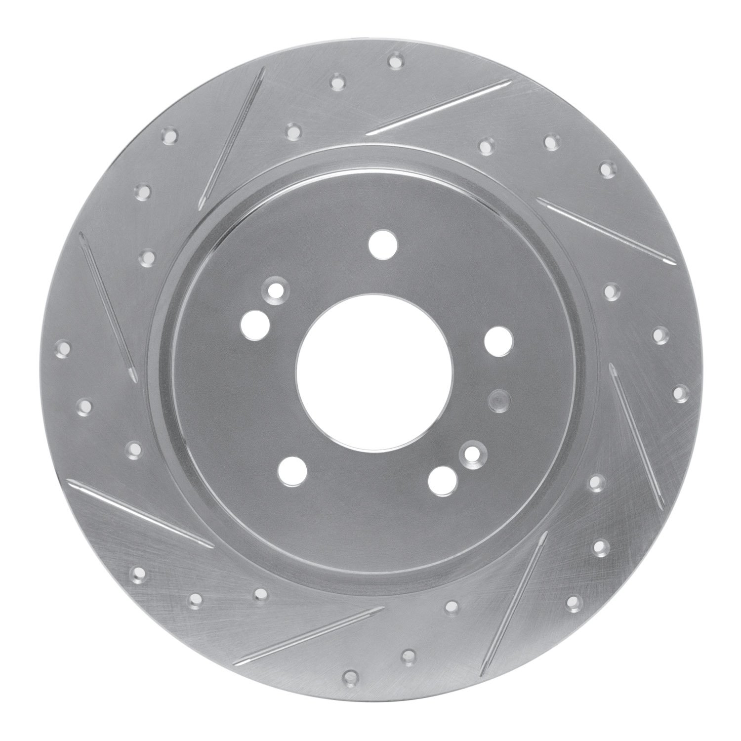 E-Line Drilled & Slotted Silver Brake Rotor, Fits Select Kia/Hyundai/Genesis, Position: Rear Left