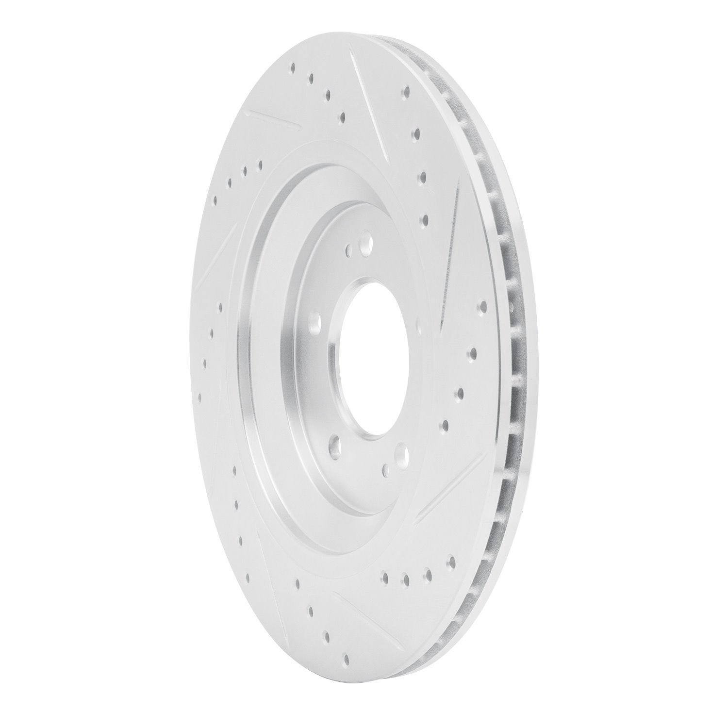E-Line Drilled & Slotted Silver Brake Rotor, Fits Select Kia/Hyundai/Genesis, Position: Rear Left