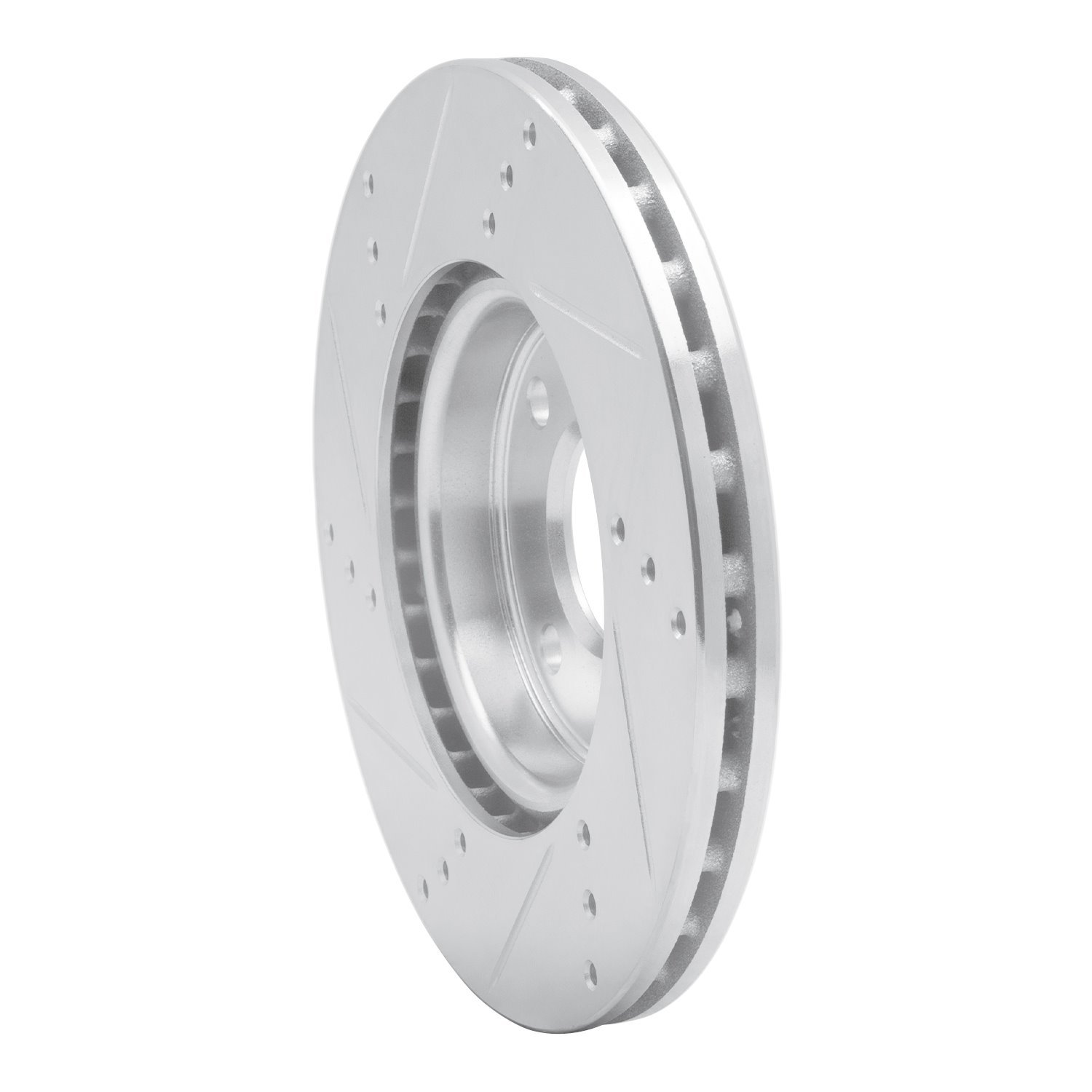 E-Line Drilled & Slotted Silver Brake Rotor, 2009-2019 Mopar, Position: Front Right
