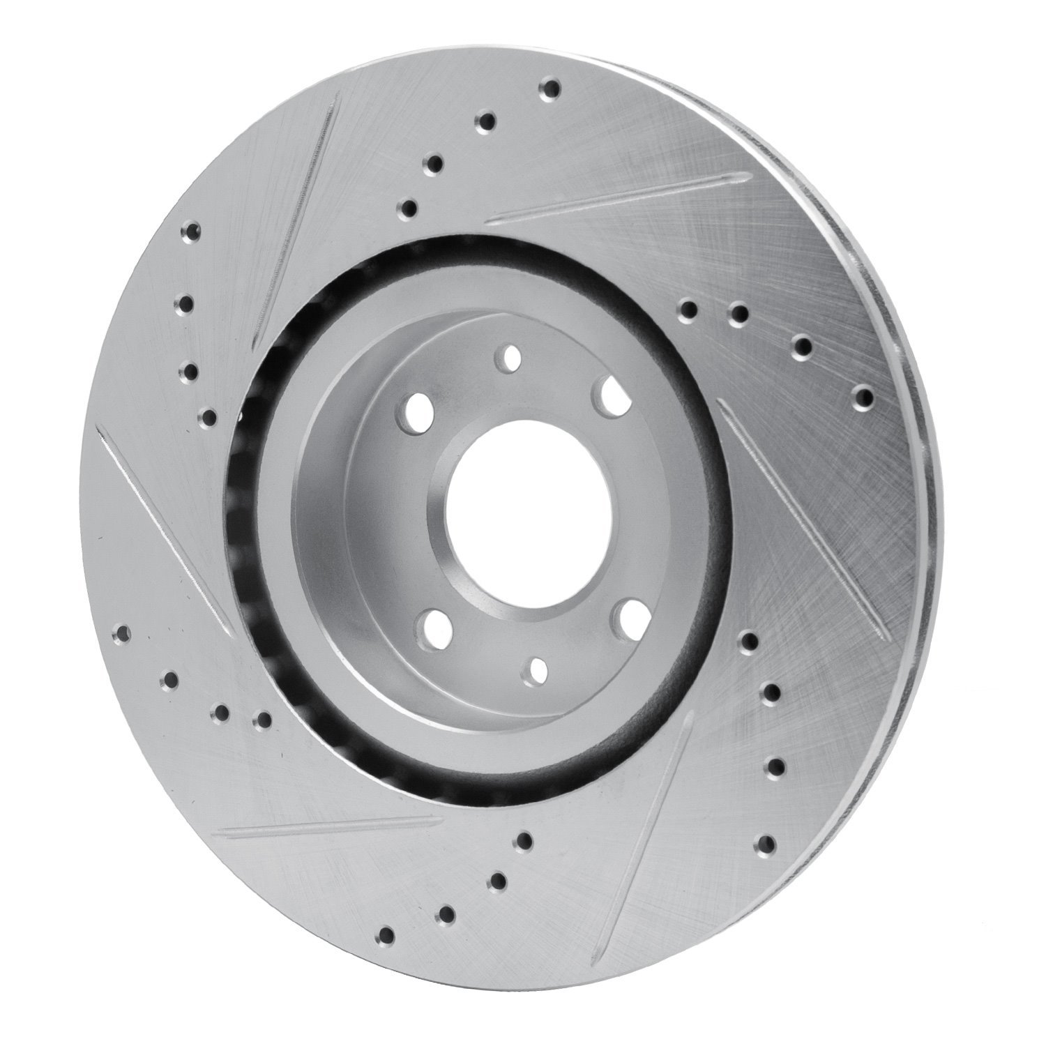 E-Line Drilled & Slotted Silver Brake Rotor, 2012-2019 Mopar, Position: Front Right
