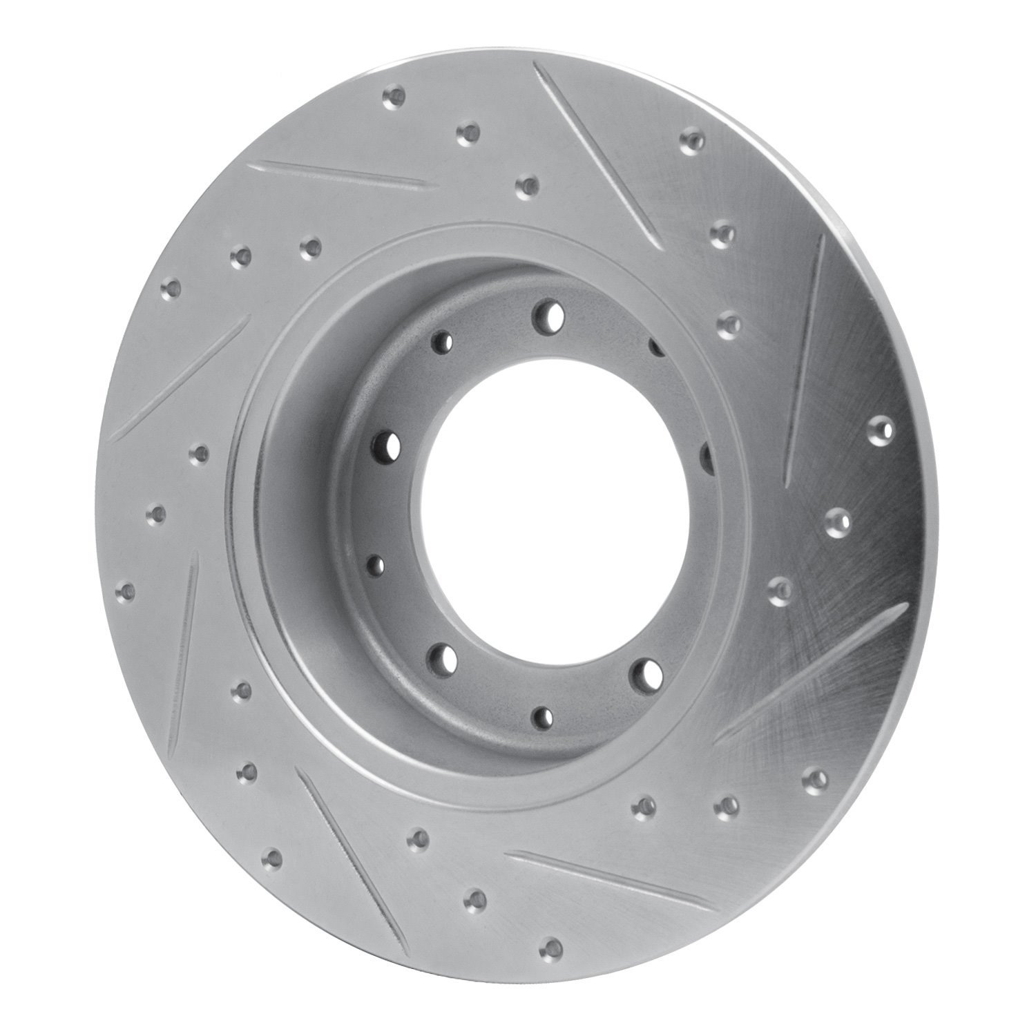 E-Line Drilled & Slotted Silver Brake Rotor, 1974-2016 Land Rover, Position: Rear Left
