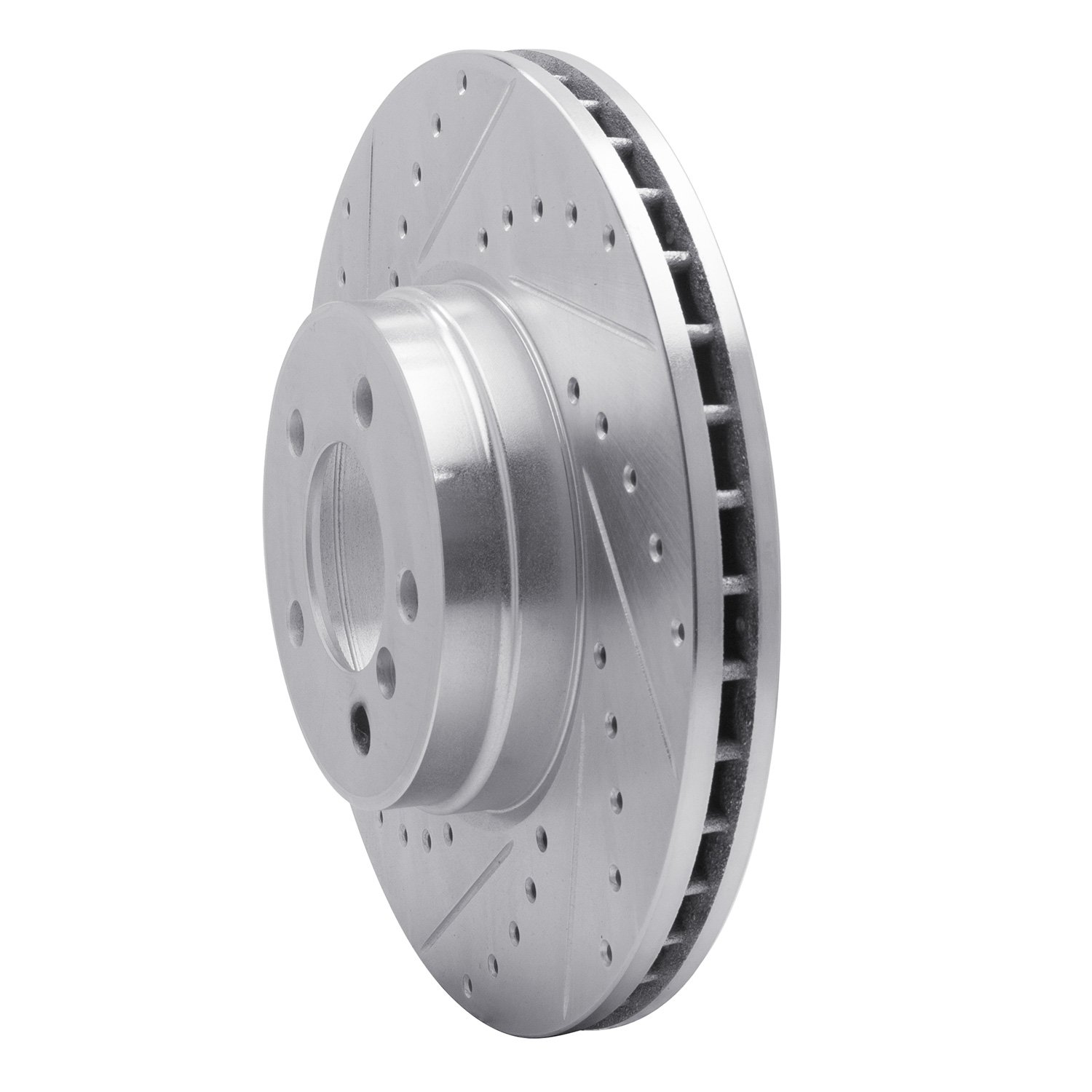 E-Line Drilled & Slotted Silver Brake Rotor, 2003-2005 Land Rover, Position: Front Left