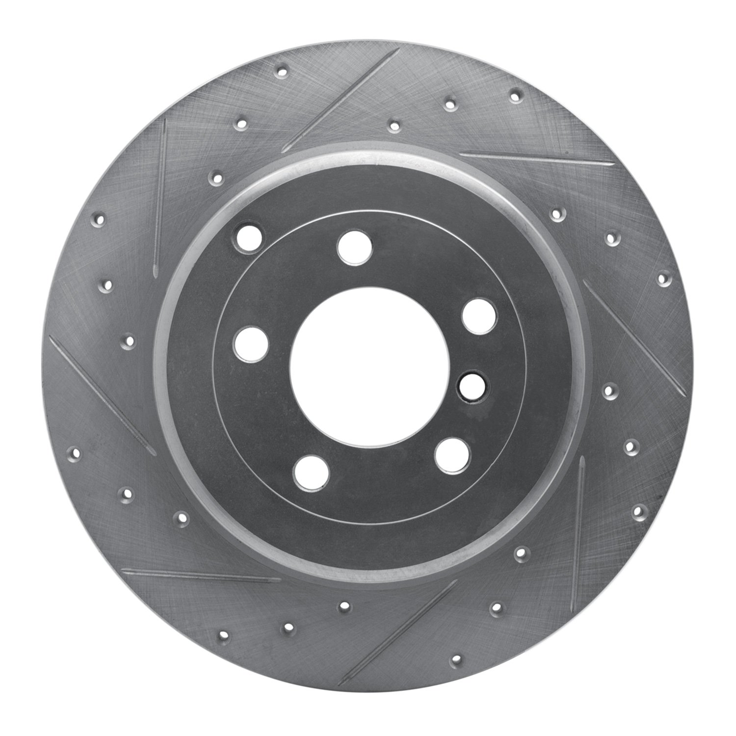 E-Line Drilled & Slotted Silver Brake Rotor, 2003-2005 Land Rover, Position: Rear Left
