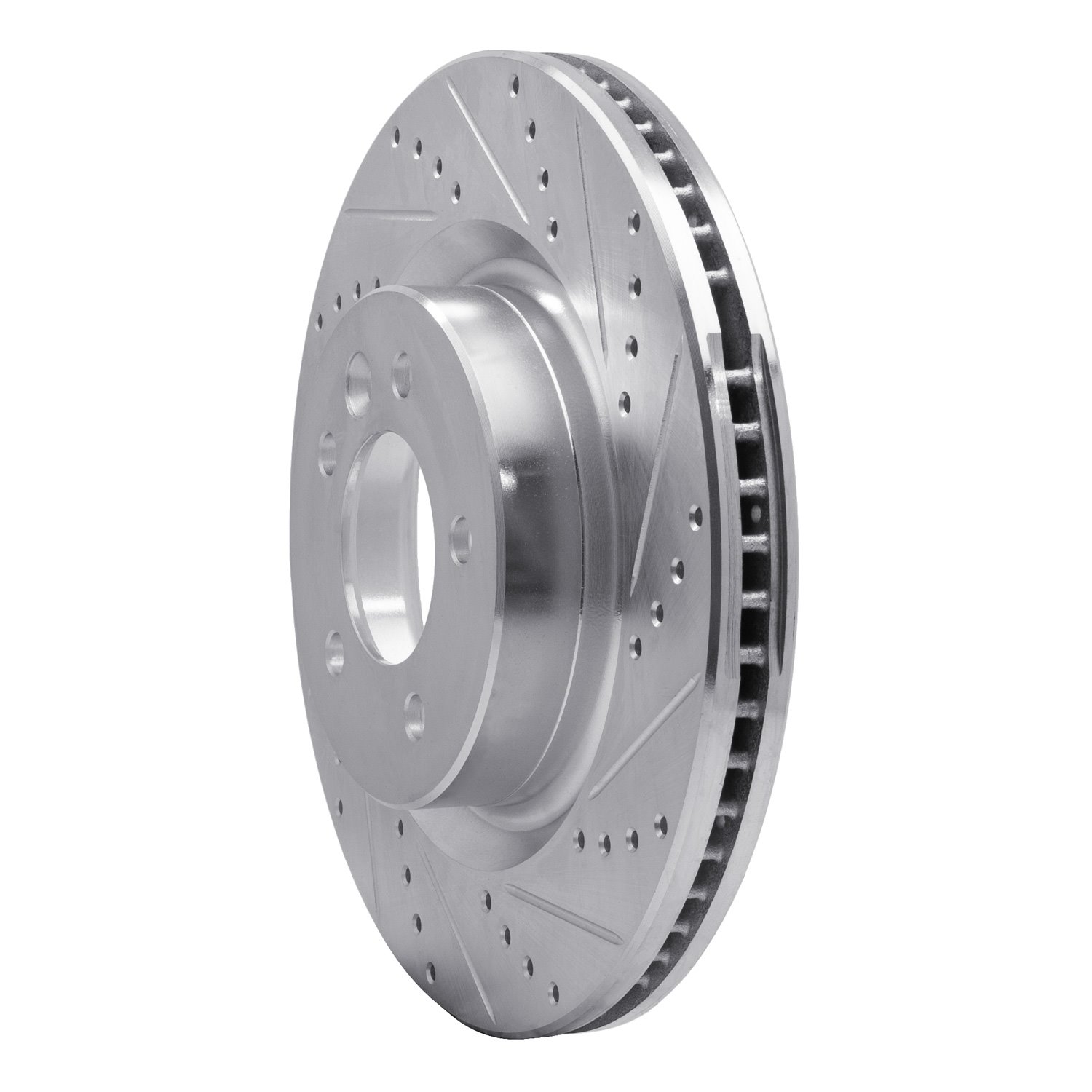 E-Line Drilled & Slotted Silver Brake Rotor, 2005-2009 Land Rover, Position: Front Right