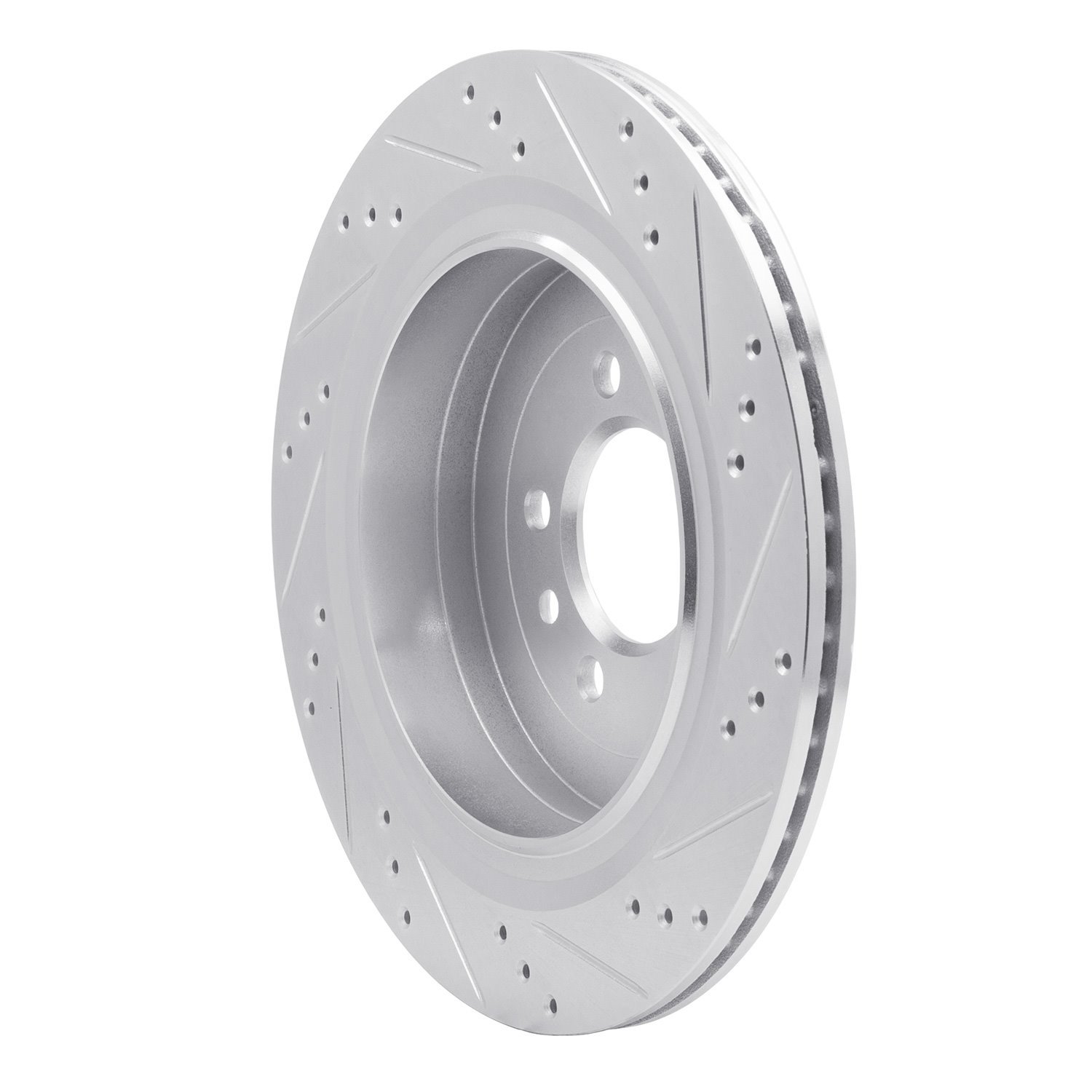 E-Line Drilled & Slotted Silver Brake Rotor, 2005-2016 Land Rover, Position: Rear Left