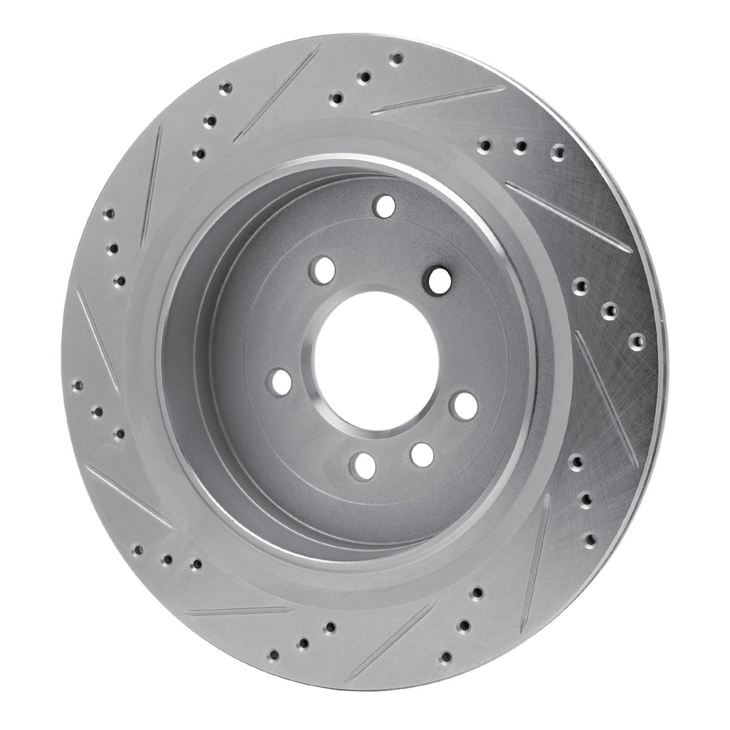 E-Line Drilled & Slotted Silver Brake Rotor, 2005-2016 Land Rover, Position: Rear Right