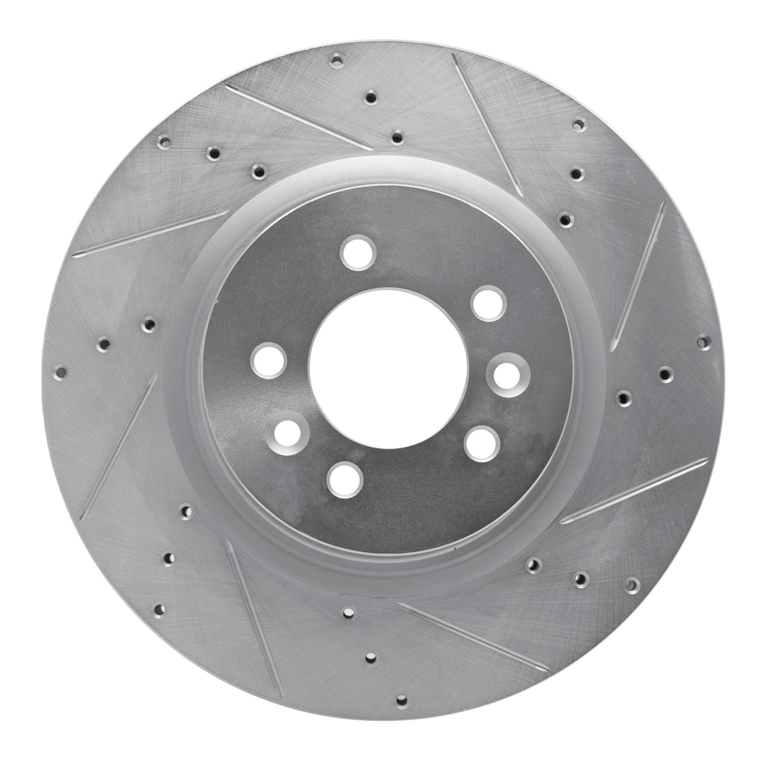 E-Line Drilled & Slotted Silver Brake Rotor, 2006-2017 Land Rover, Position: Front Right