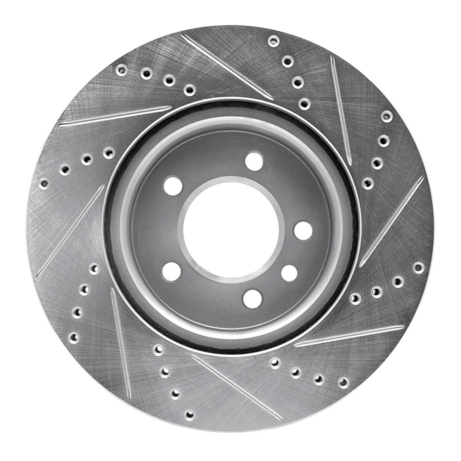 E-Line Drilled & Slotted Silver Brake Rotor, 2005-2007 Land Rover, Position: Front Left