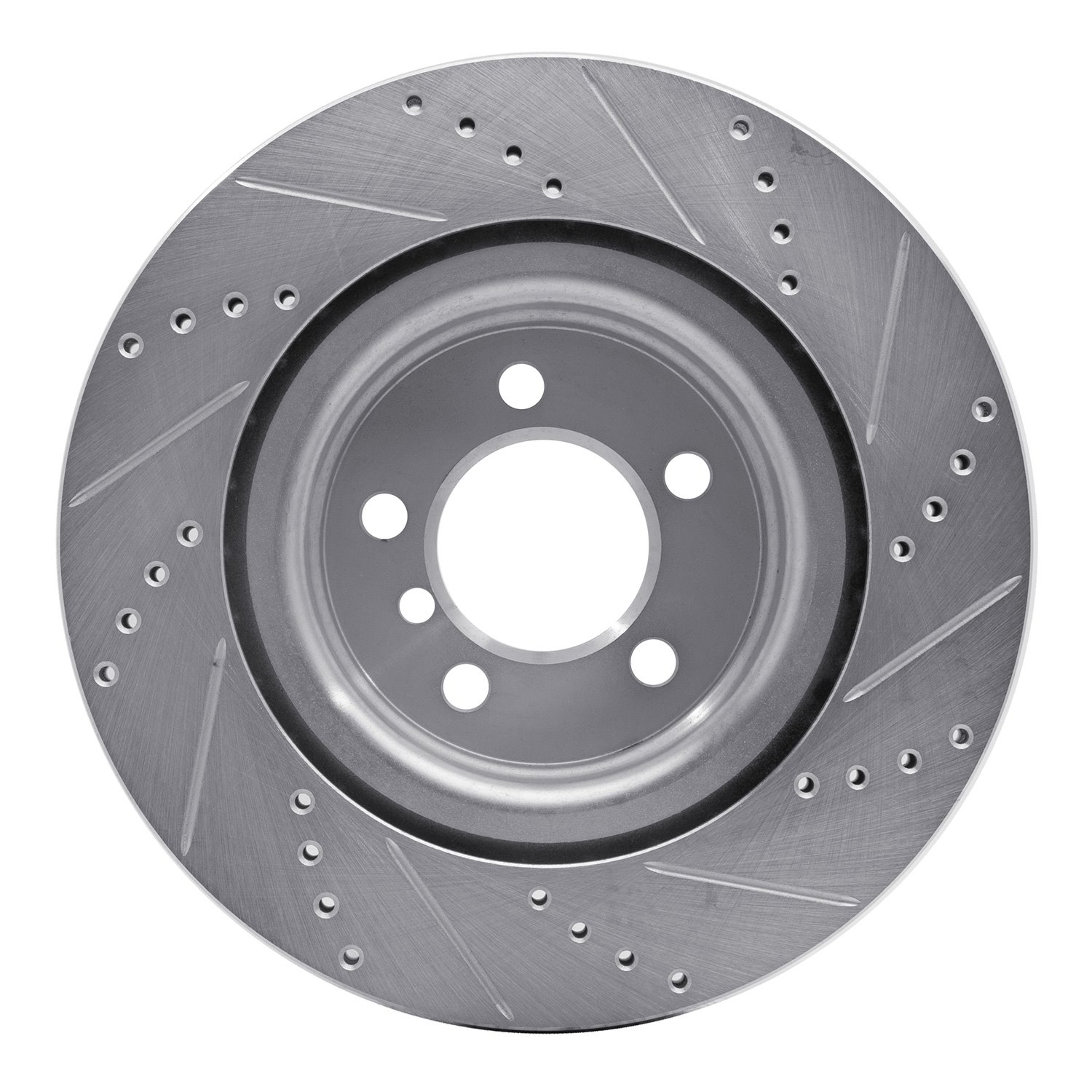 E-Line Drilled & Slotted Silver Brake Rotor, 2006-2009 Land Rover, Position: Front Left