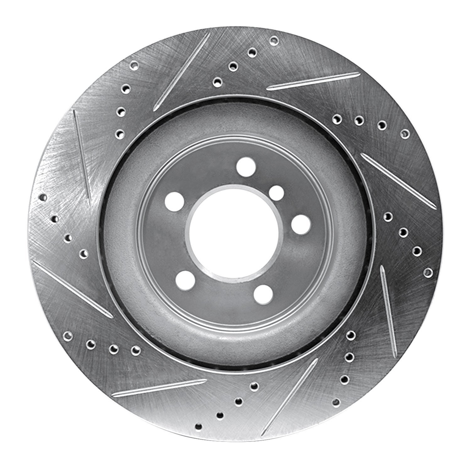 E-Line Drilled & Slotted Silver Brake Rotor, 2006-2009 Land Rover, Position: Front Right