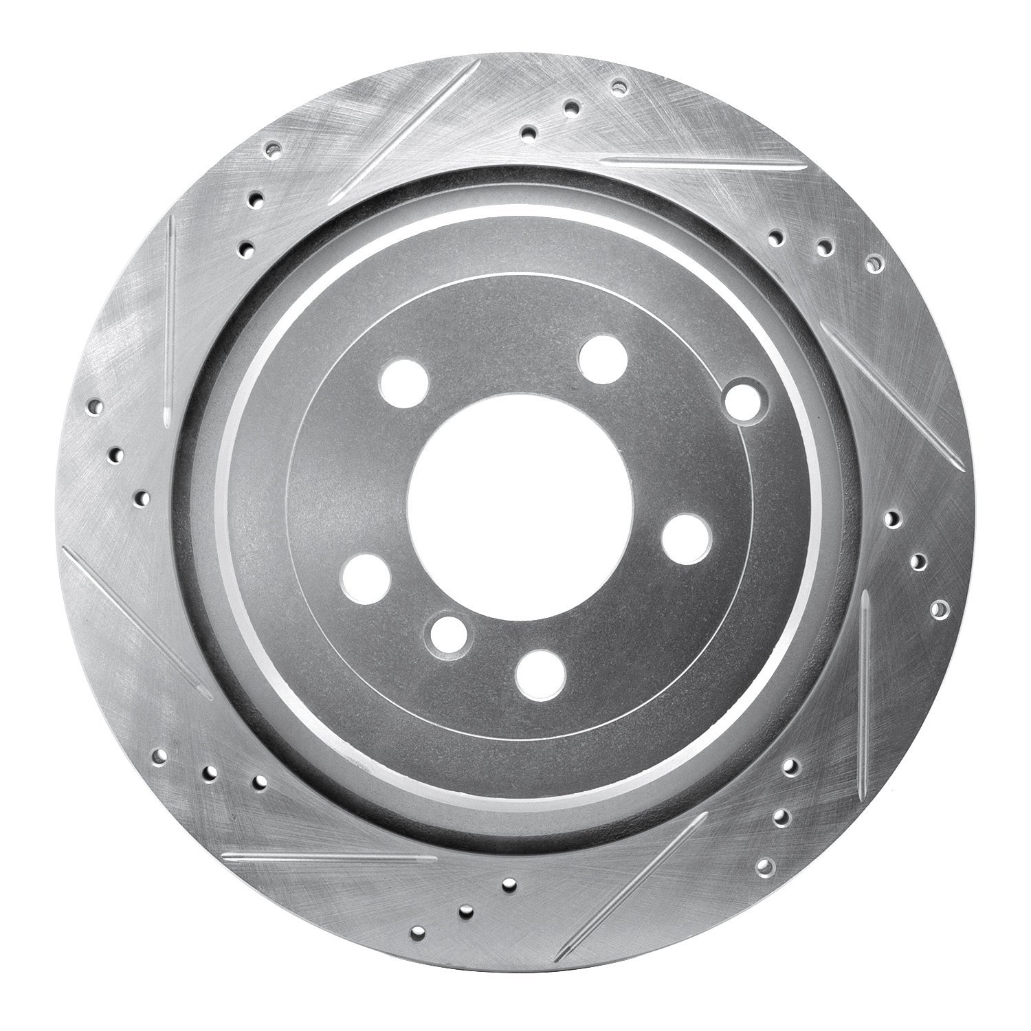 E-Line Drilled & Slotted Silver Brake Rotor, 2006-2012 Land Rover, Position: Rear Left