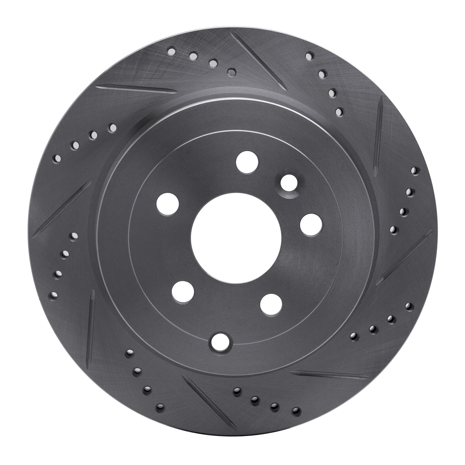 E-Line Drilled & Slotted Silver Brake Rotor, 2008-2012 Land Rover, Position: Rear Right