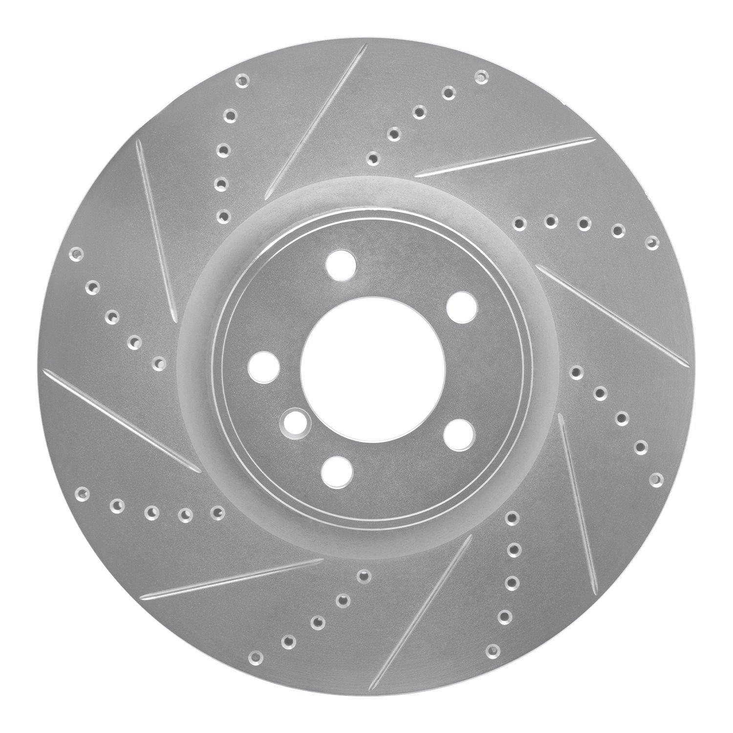 E-Line Drilled & Slotted Silver Brake Rotor, 2010-2012 Land Rover, Position: Front Left