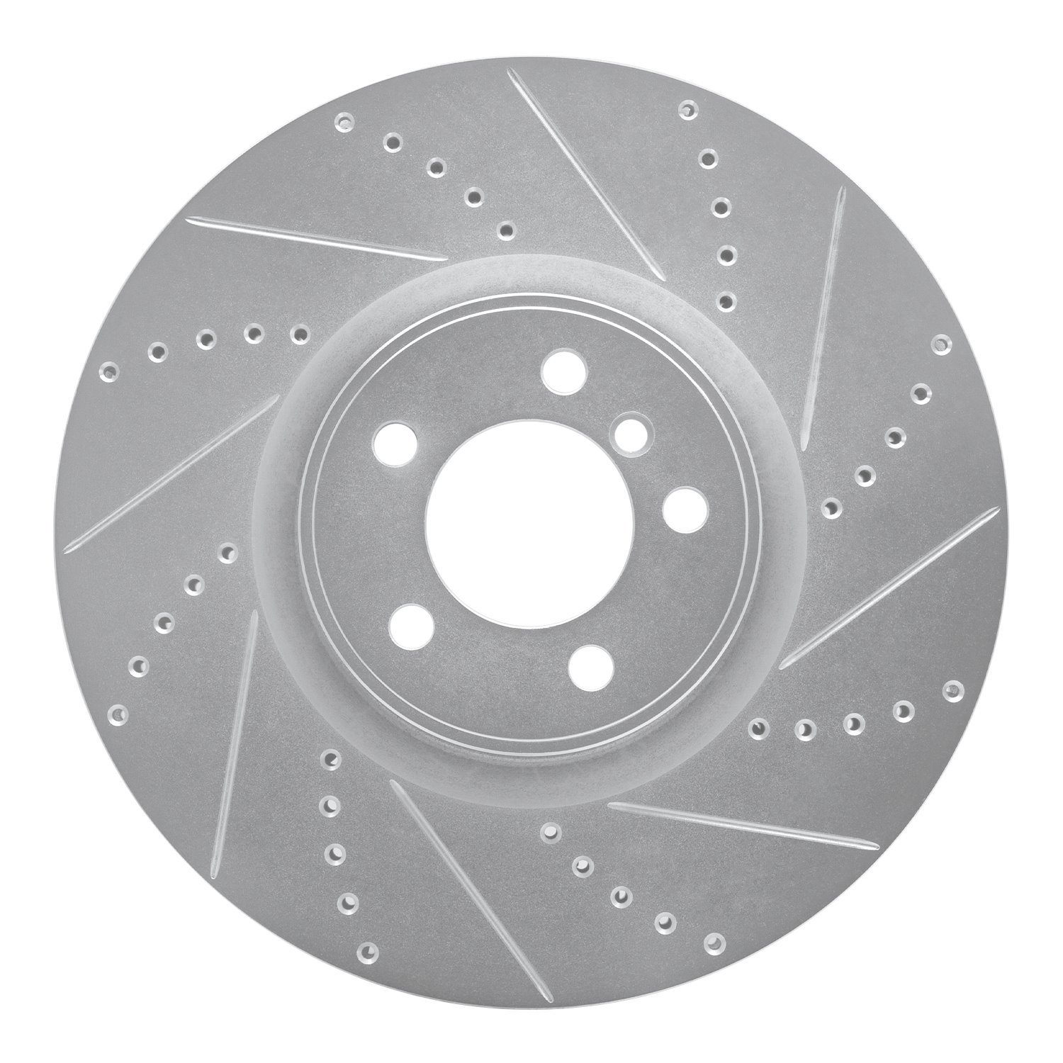 E-Line Drilled & Slotted Silver Brake Rotor, 2010-2012 Land Rover, Position: Front Right