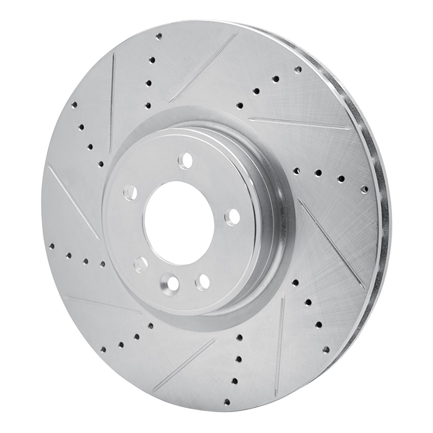 E-Line Drilled & Slotted Silver Brake Rotor, 2010-2017 Land Rover, Position: Front Left