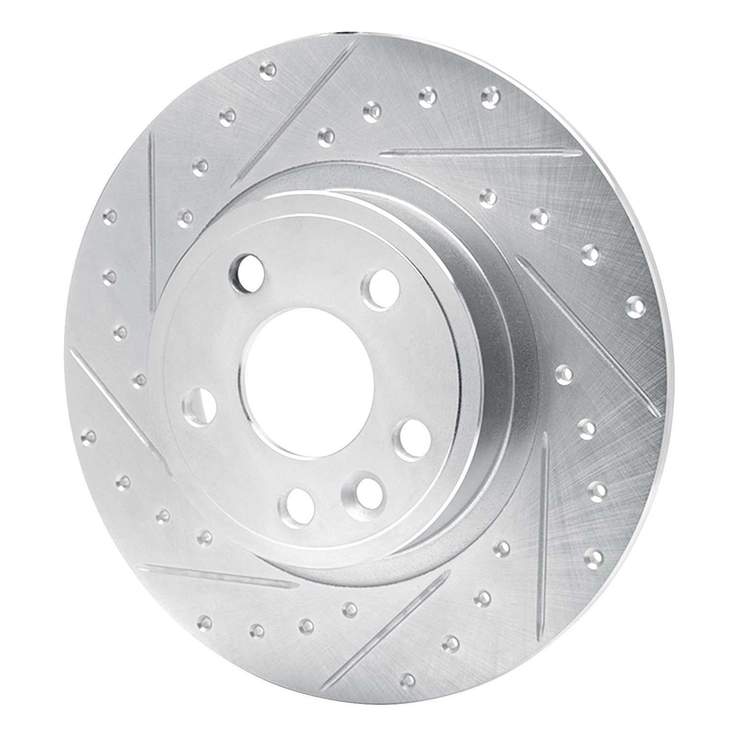 E-Line Drilled & Slotted Silver Brake Rotor, 2015-2020 Fits Multiple Makes/Models, Position: Rear Left