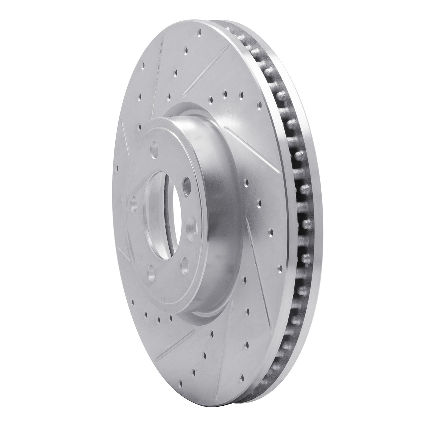 E-Line Drilled & Slotted Silver Brake Rotor, 2018-2020 Land Rover, Position: Front Left