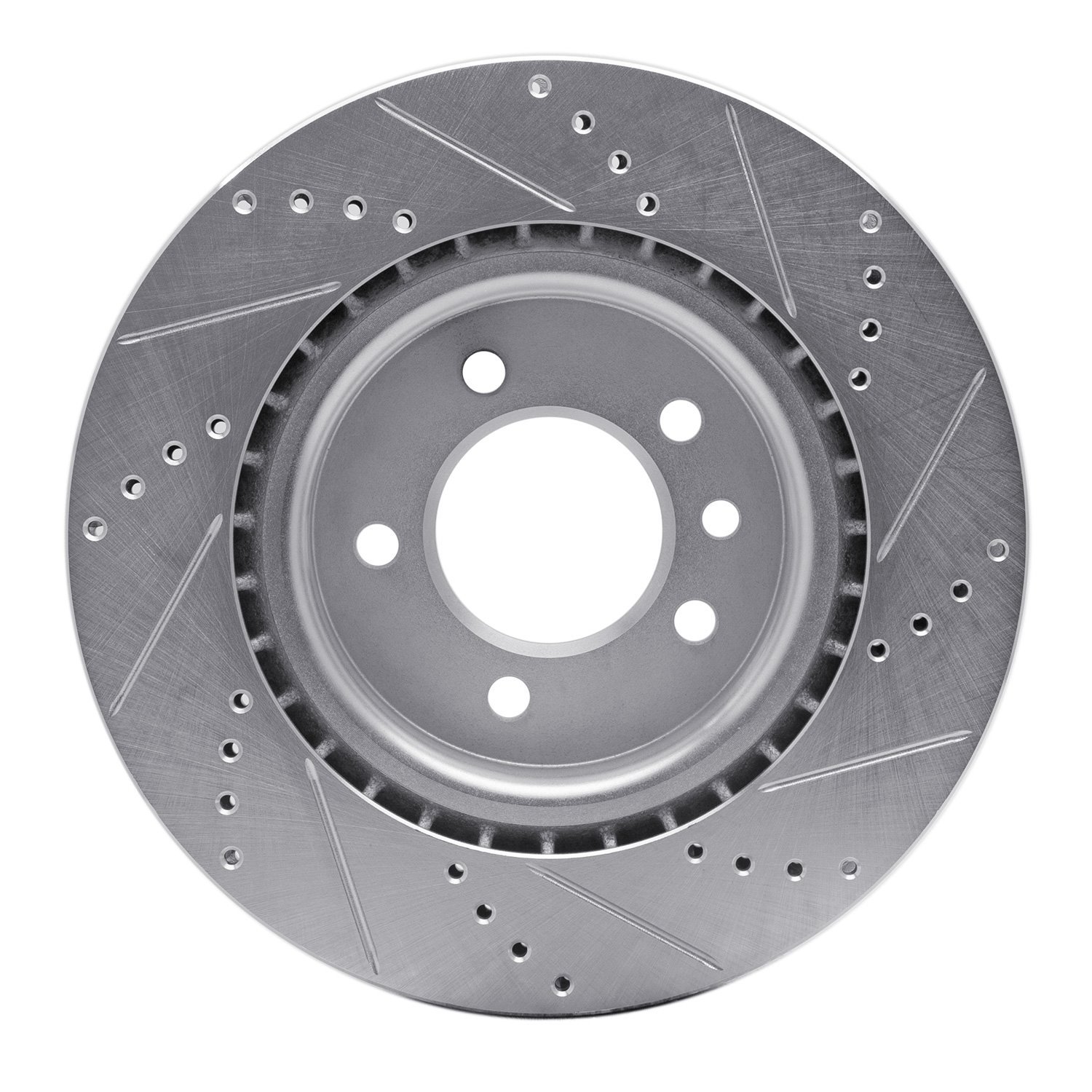 E-Line Drilled & Slotted Silver Brake Rotor, 2018-2020 Land Rover, Position: Rear Left