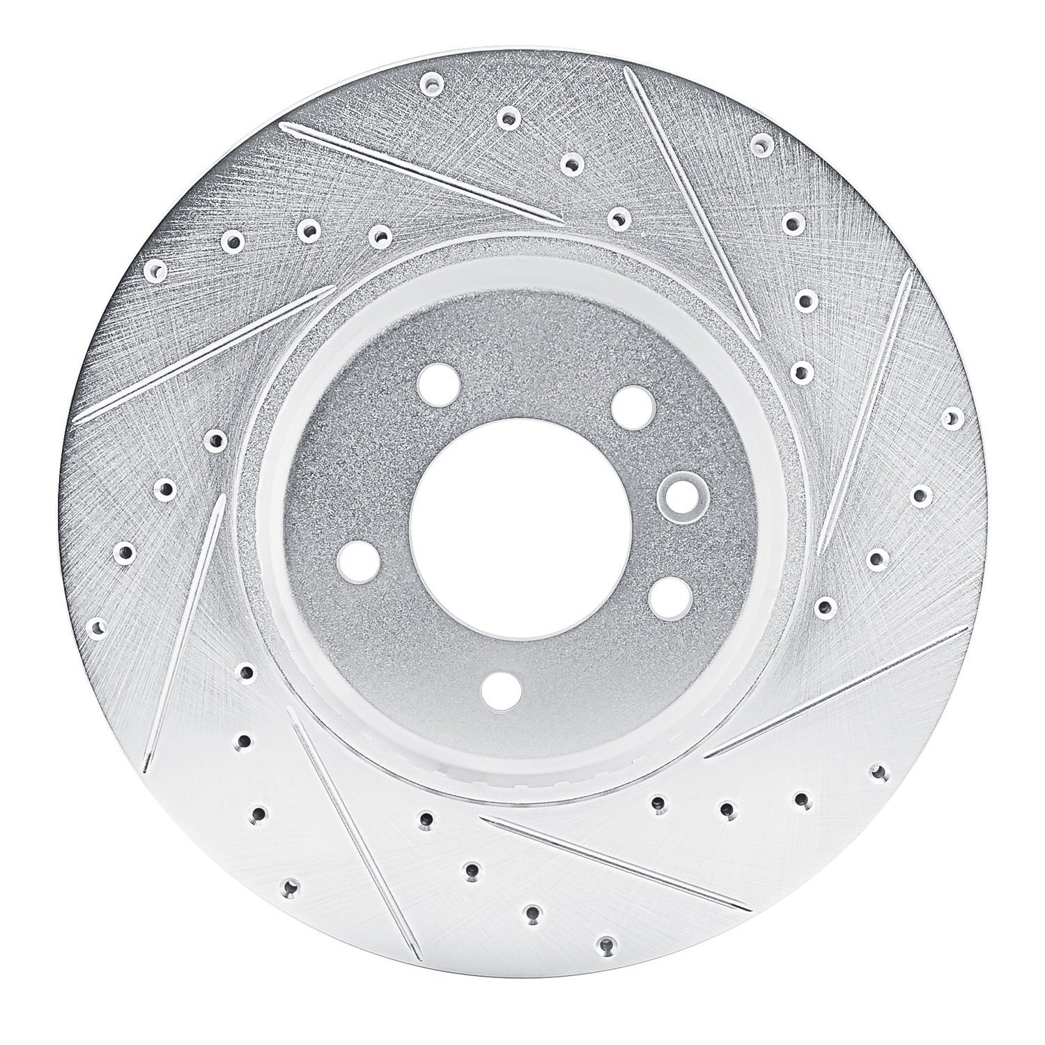 E-Line Drilled & Slotted Silver Brake Rotor, Fits Select Land Rover, Position: Front Right