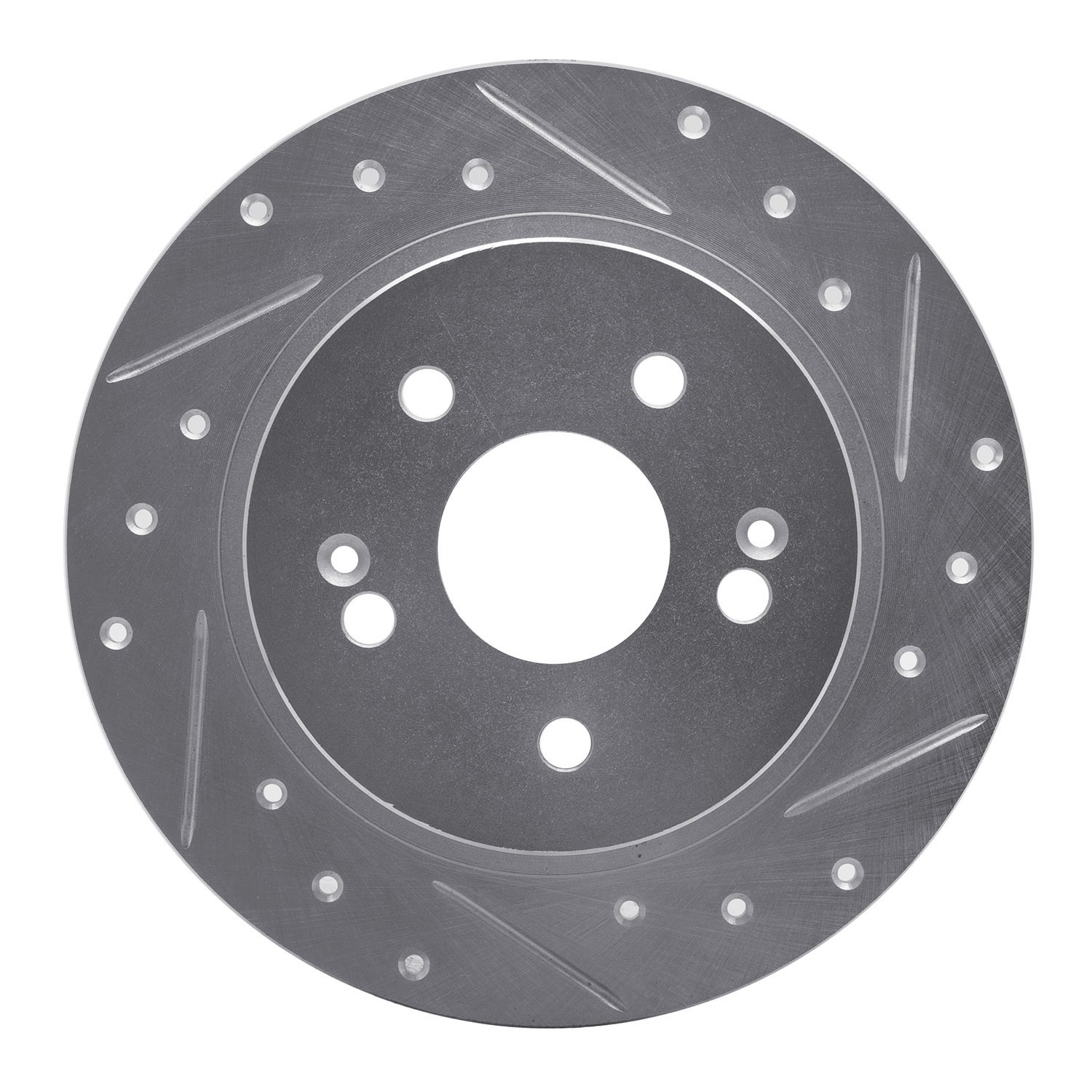 E-Line Drilled & Slotted Silver Brake Rotor, 1988-1991 Subaru, Position: Rear Right