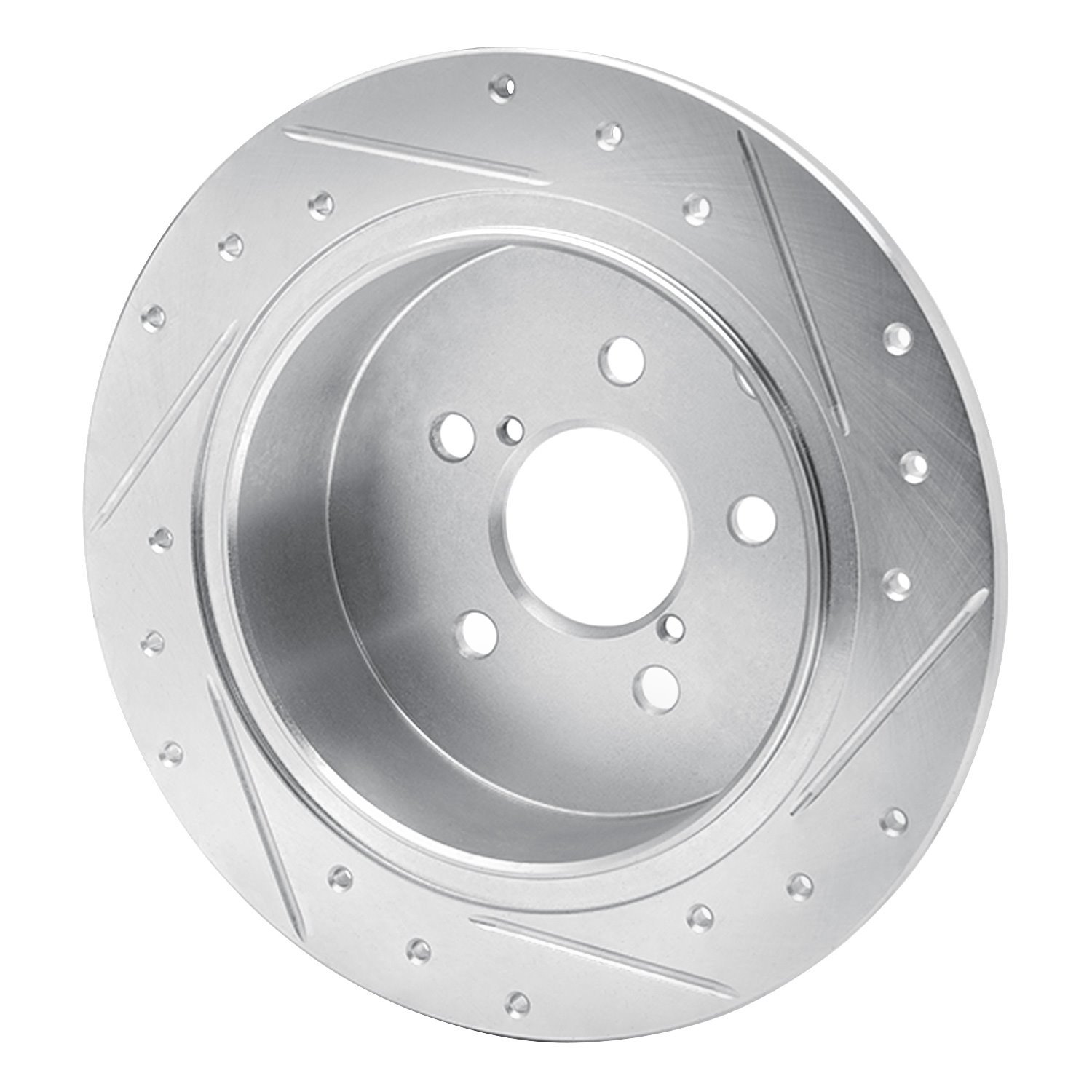 E-Line Drilled & Slotted Silver Brake Rotor, Fits Select Subaru, Position: Rear Left