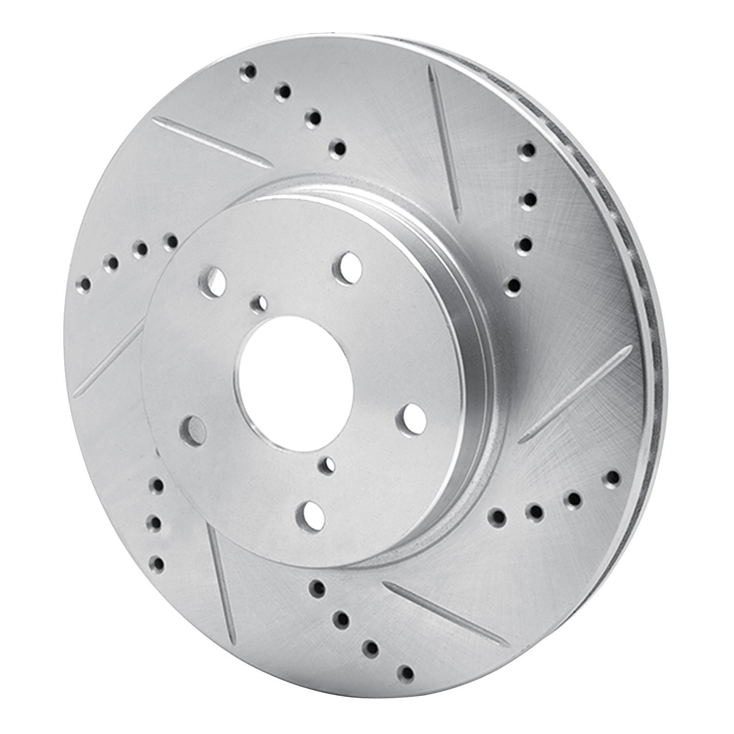 E-Line Drilled & Slotted Silver Brake Rotor, 2015-2019 Subaru, Position: Front Right