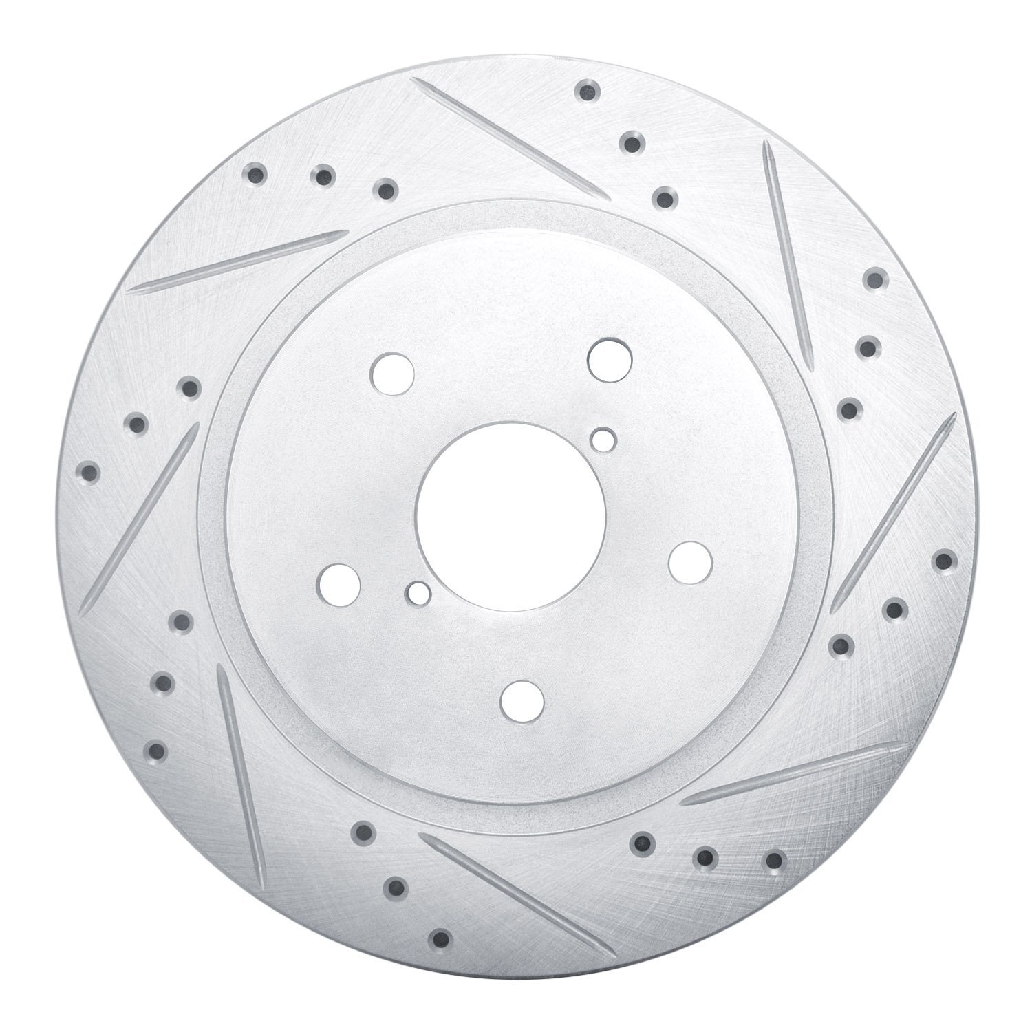 E-Line Drilled & Slotted Silver Brake Rotor, Fits Select Subaru, Position: Rear Right