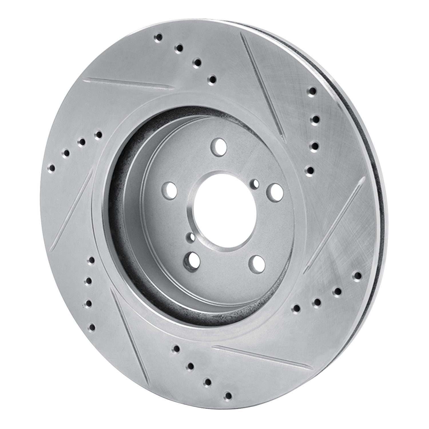 E-Line Drilled & Slotted Silver Brake Rotor, Fits Select Subaru, Position: Front Left