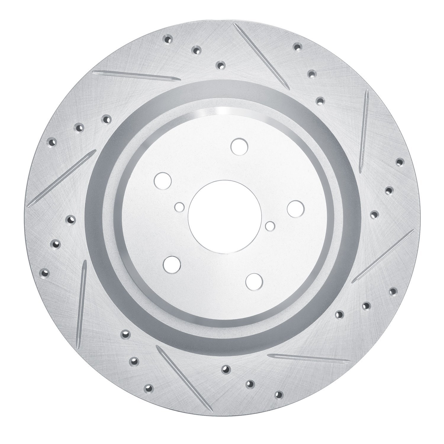 E-Line Drilled & Slotted Silver Brake Rotor, Fits Select Subaru, Position: Rear Right