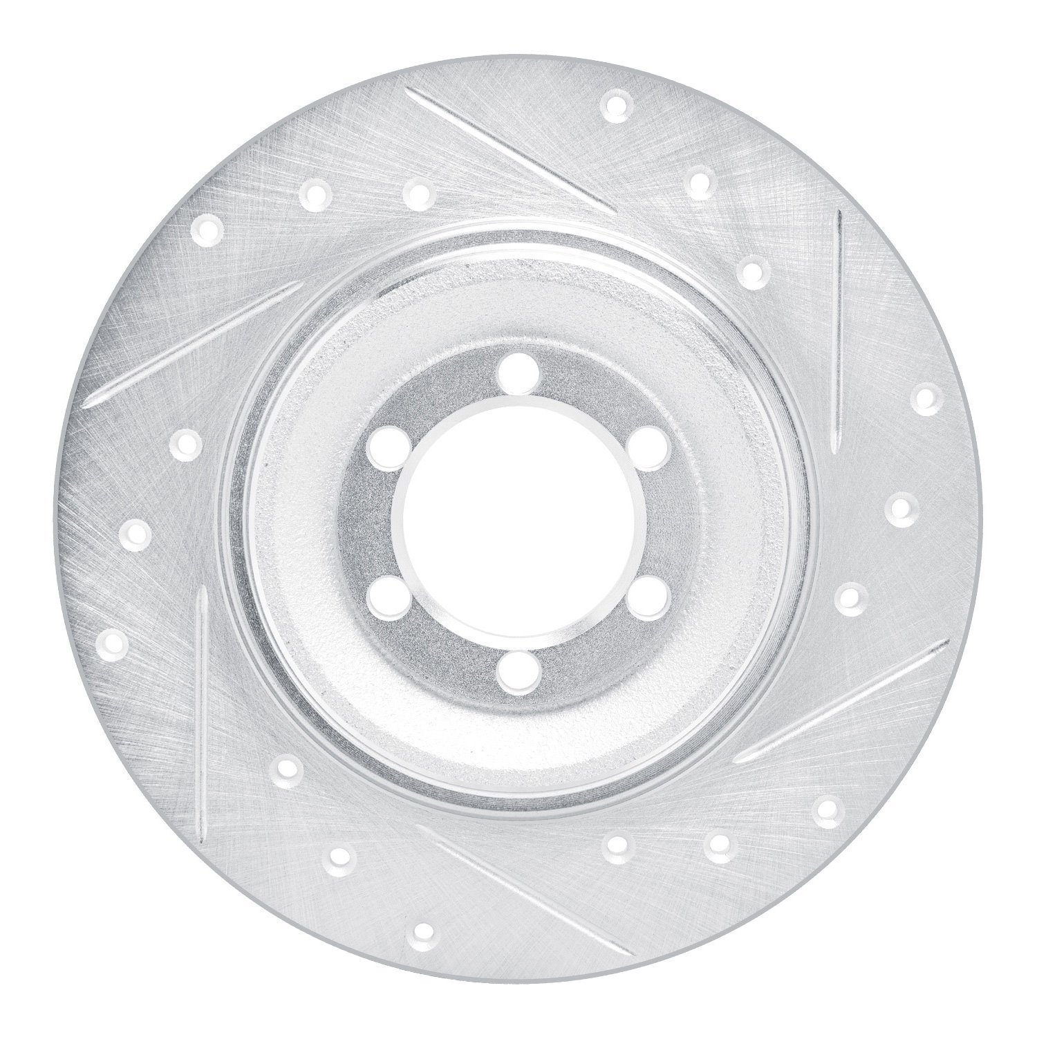 E-Line Drilled & Slotted Silver Brake Rotor, 1975-1979 Alfa Romeo, Position: Rear Right