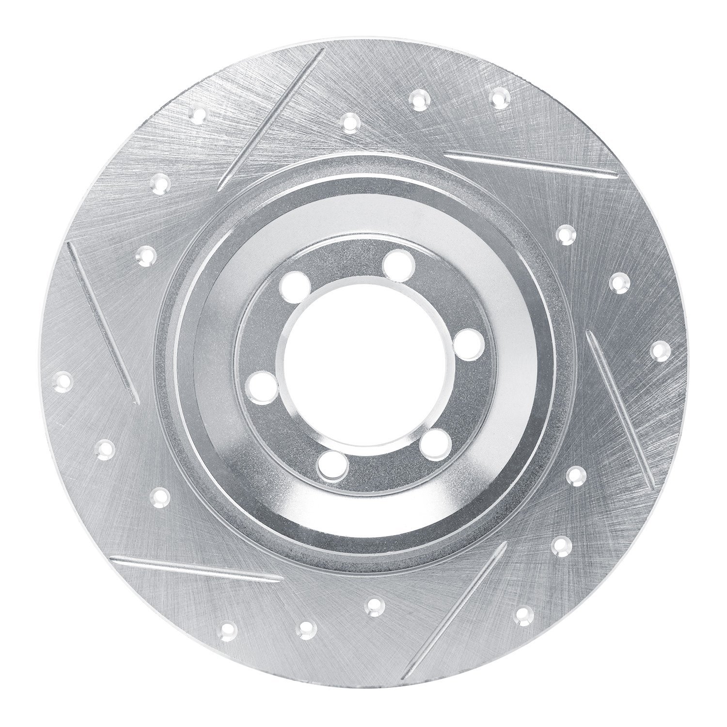 E-Line Drilled & Slotted Silver Brake Rotor, 1981-1989 Alfa Romeo, Position: Rear Left