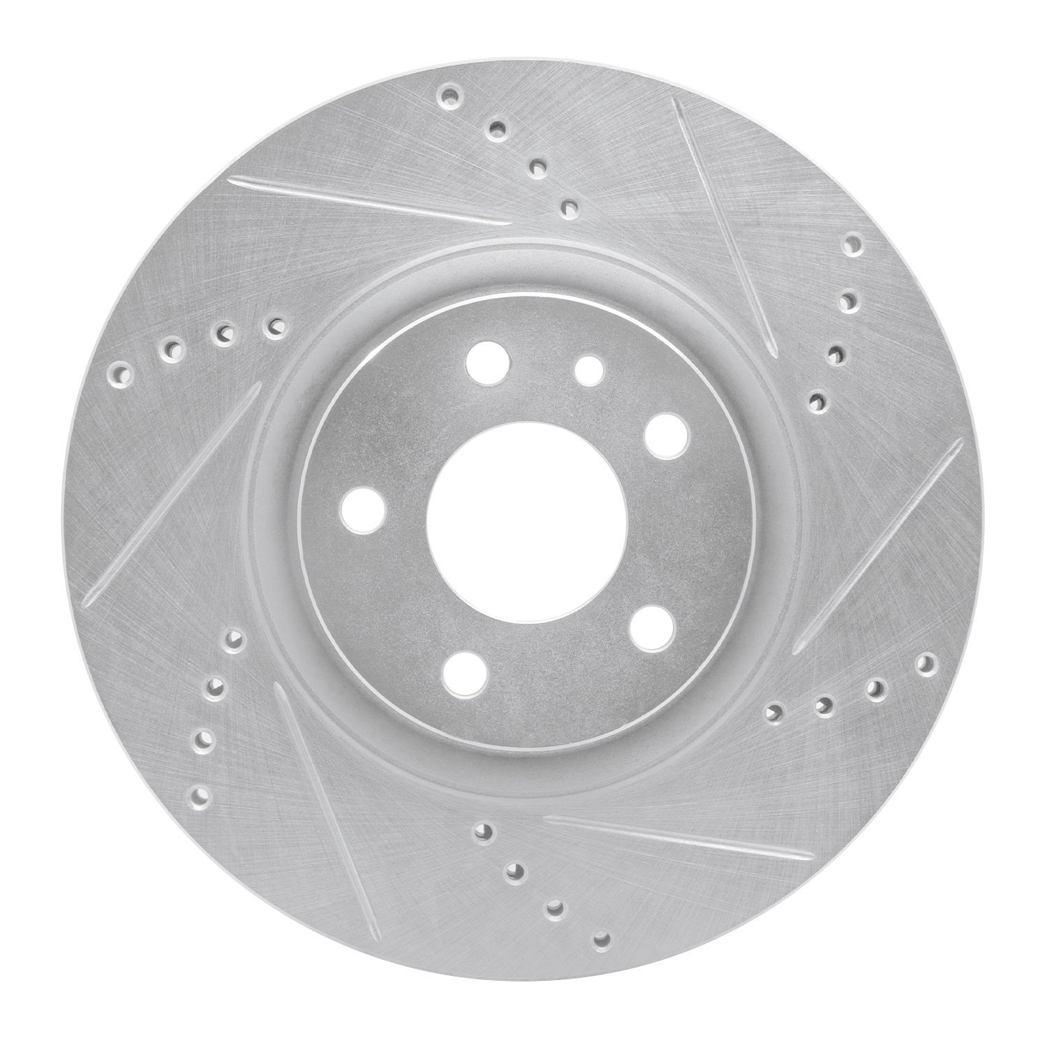 E-Line Drilled & Slotted Silver Brake Rotor, 1991-2020 Fits Multiple Makes/Models, Position: Front Right