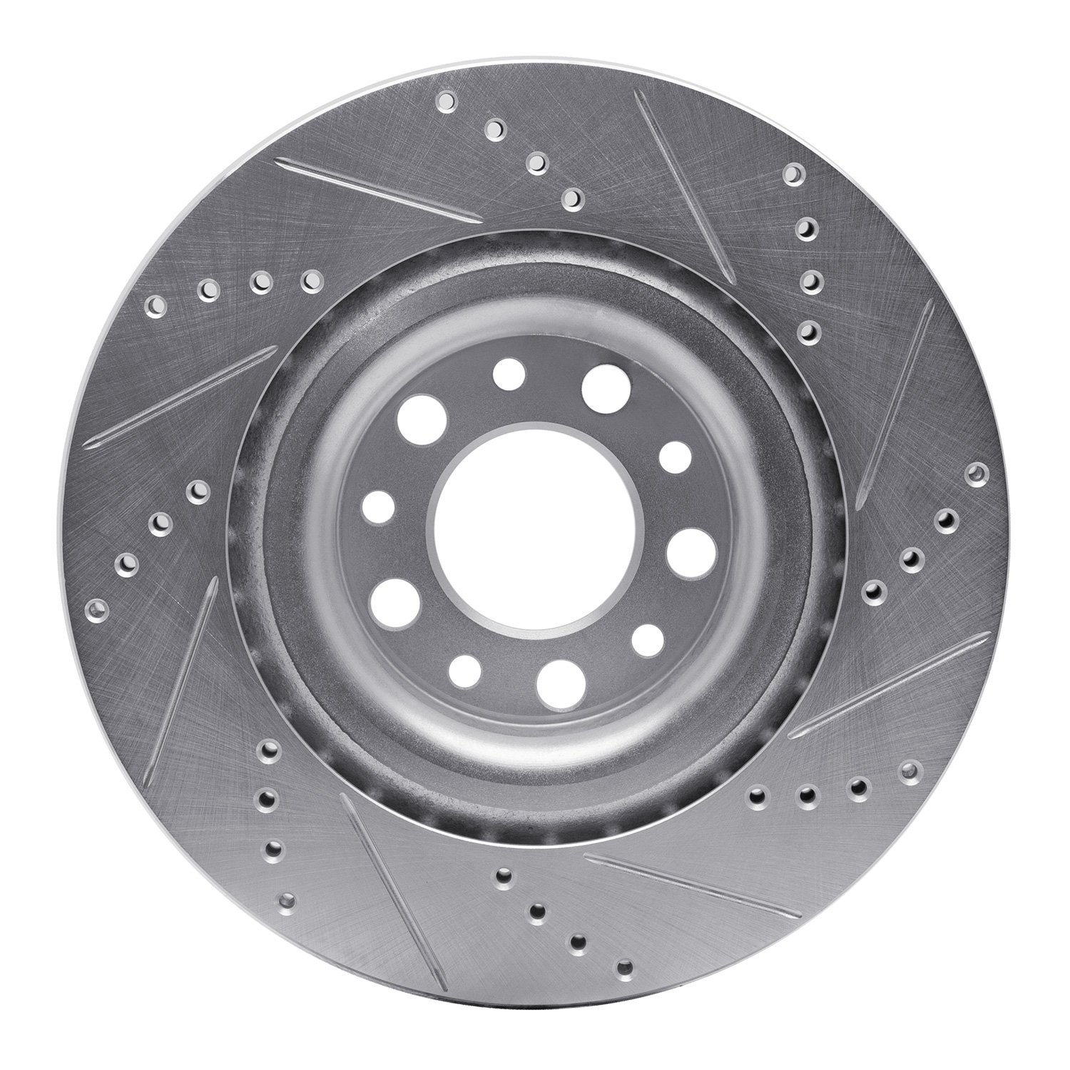 E-Line Drilled & Slotted Silver Brake Rotor, Fits Select Alfa Romeo, Position: Rear Left