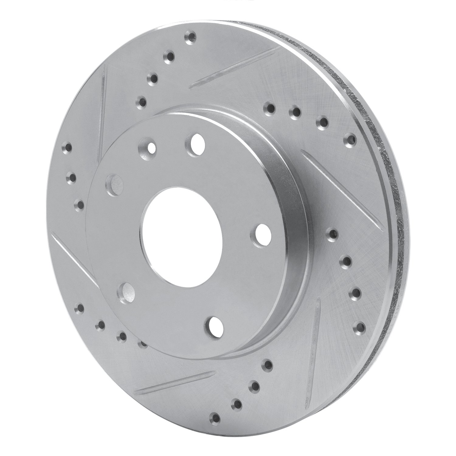 E-Line Drilled & Slotted Silver Brake Rotor, 1999-2002 GM, Position: Front Left