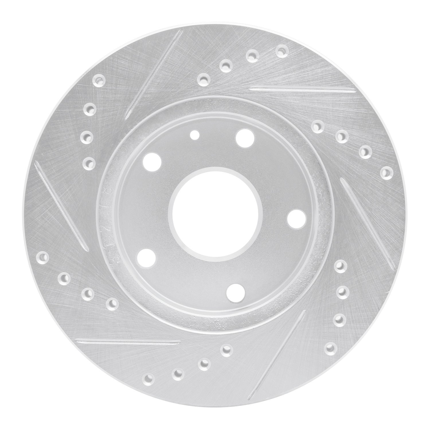E-Line Drilled & Slotted Silver Brake Rotor, 1999-2002 GM, Position: Front Right