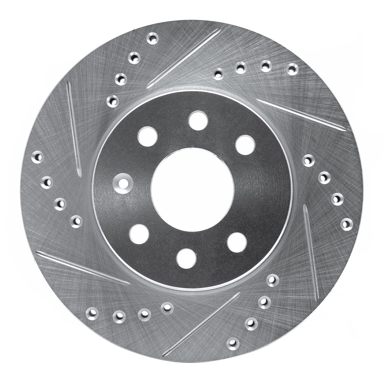 E-Line Drilled & Slotted Silver Brake Rotor, 2000-2002 GM, Position: Front Left