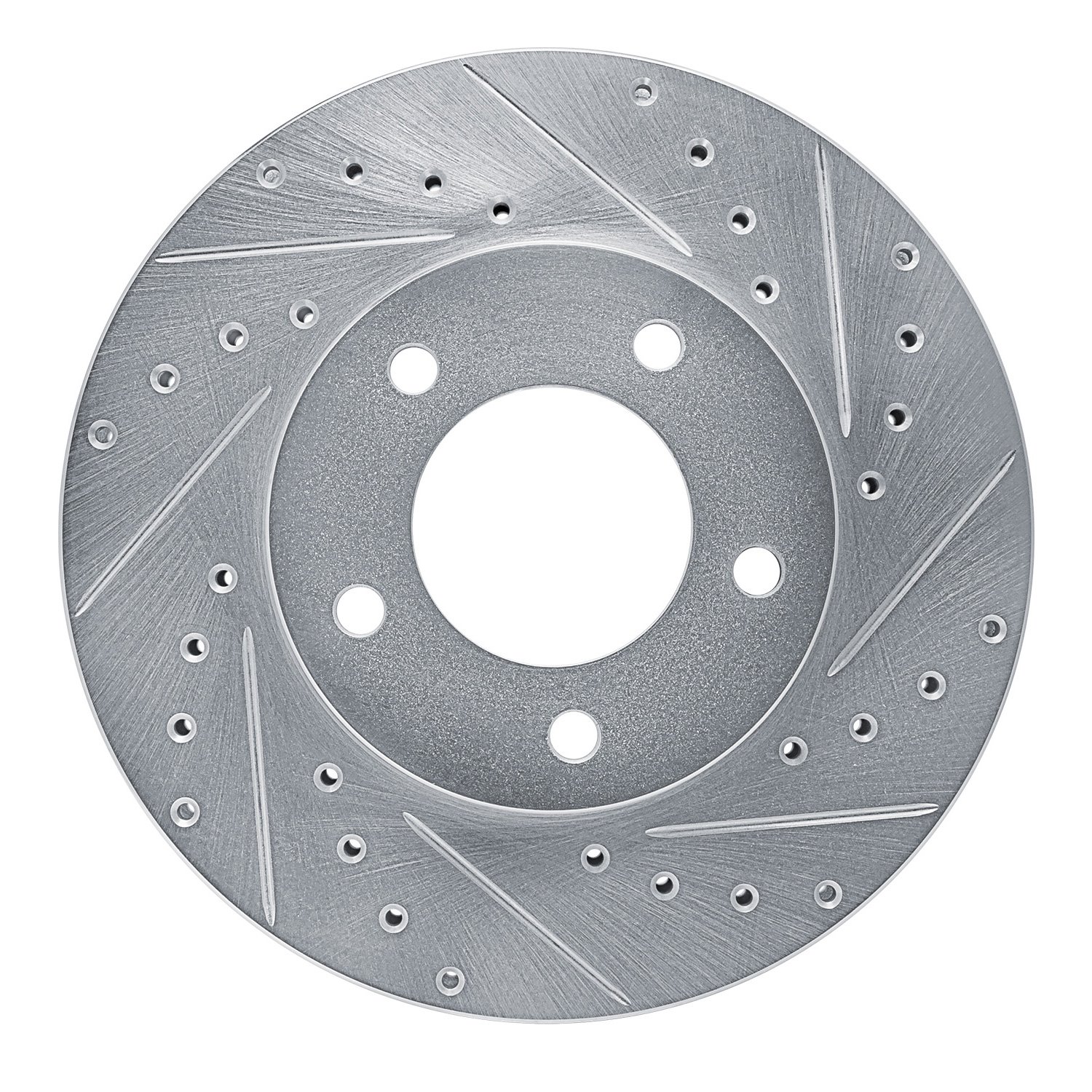 E-Line Drilled & Slotted Silver Brake Rotor, 1993-1994 Jaguar, Position: Front Right