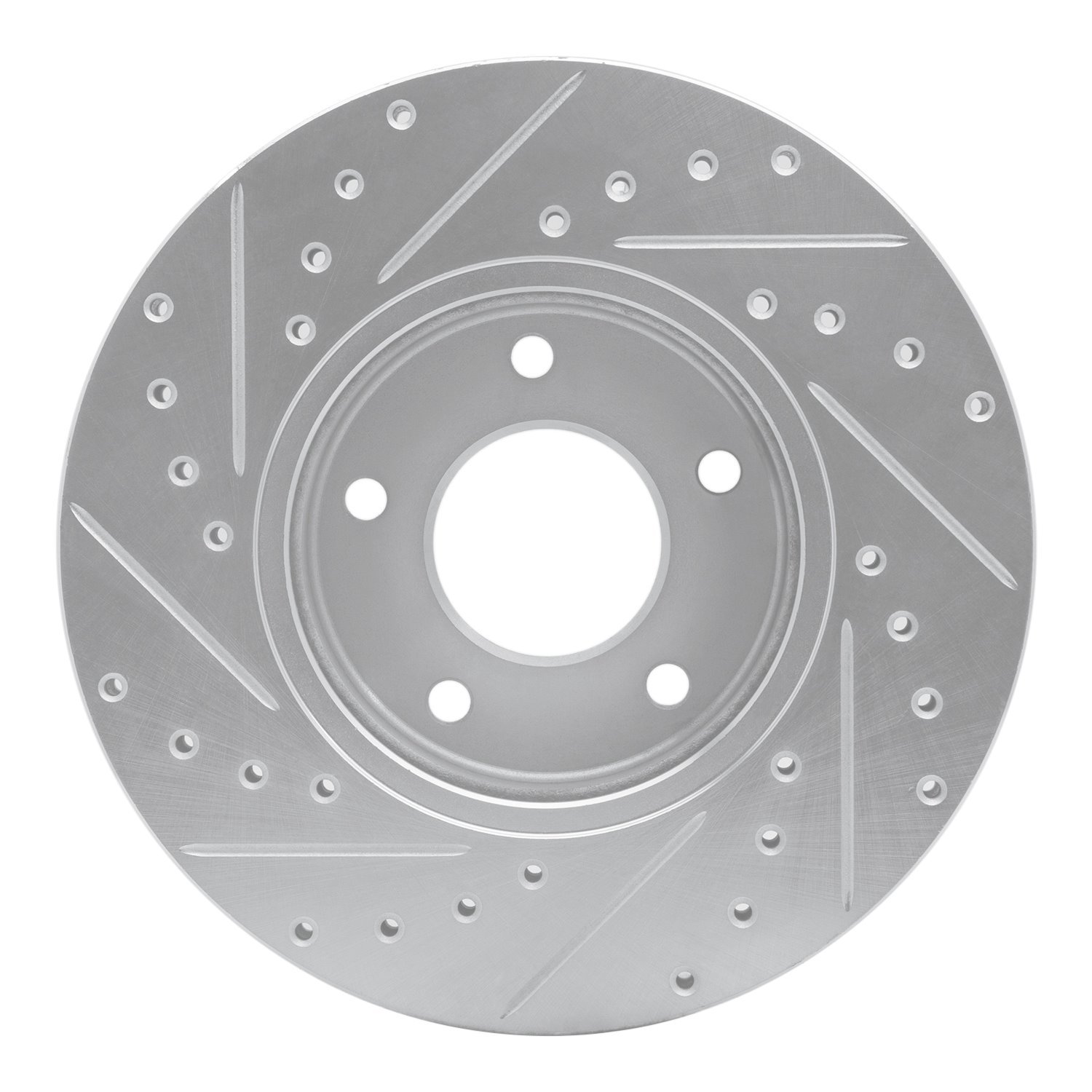E-Line Drilled & Slotted Silver Brake Rotor, 1997-2003 Jaguar, Position: Front Right
