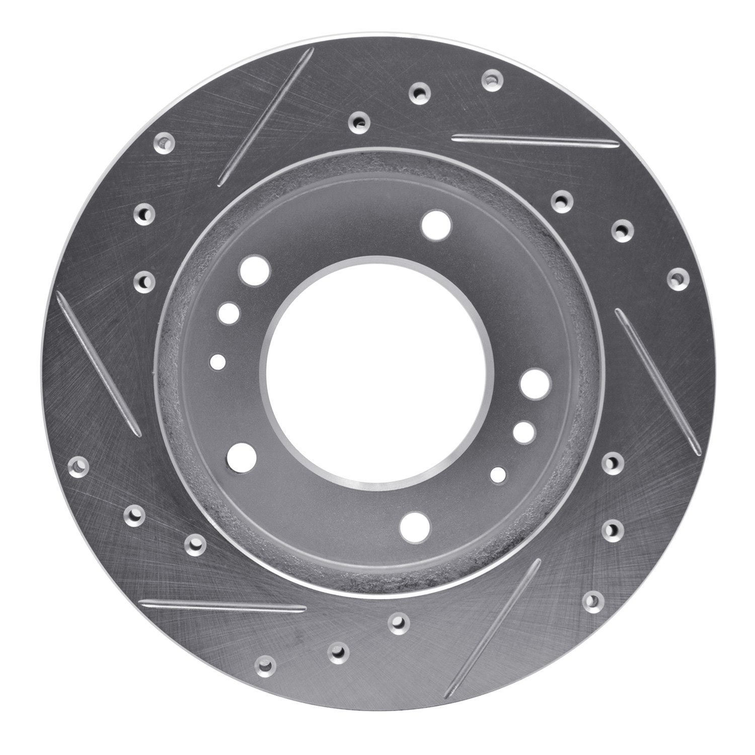 E-Line Drilled & Slotted Silver Brake Rotor, 2006-2015 Jaguar, Position: Rear Right