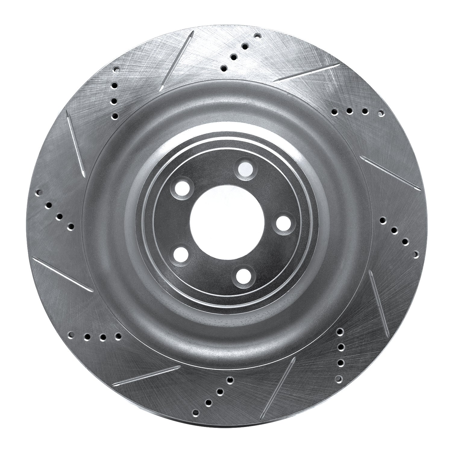 E-Line Drilled & Slotted Silver Brake Rotor, 2008-2009 Jaguar, Position: Right Front