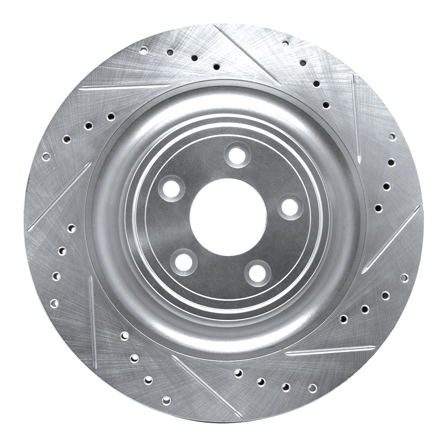 E-Line Drilled & Slotted Silver Brake Rotor, 2008-2009 Jaguar, Position: Rear Right