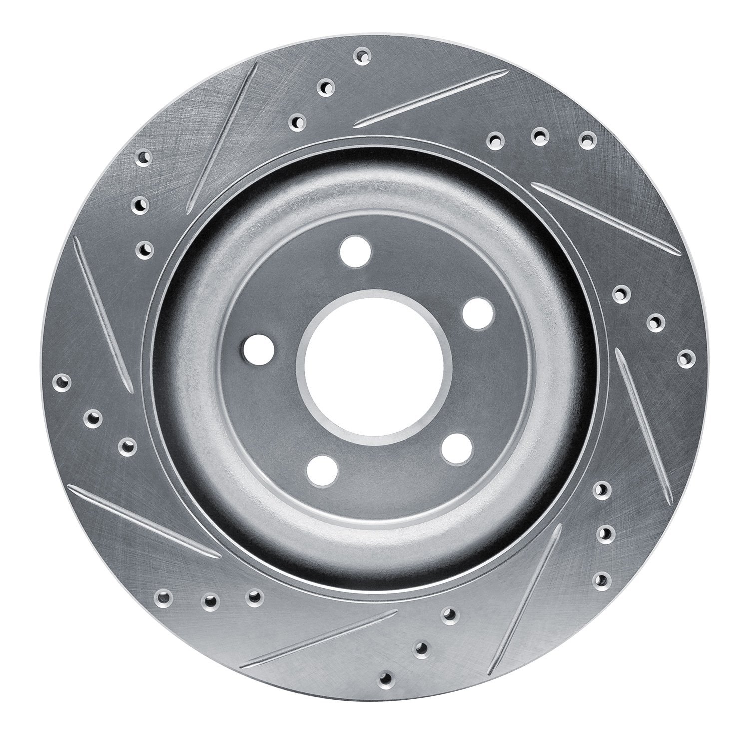 E-Line Drilled & Slotted Silver Brake Rotor, 2006-2008 Jaguar, Position: Rear Right