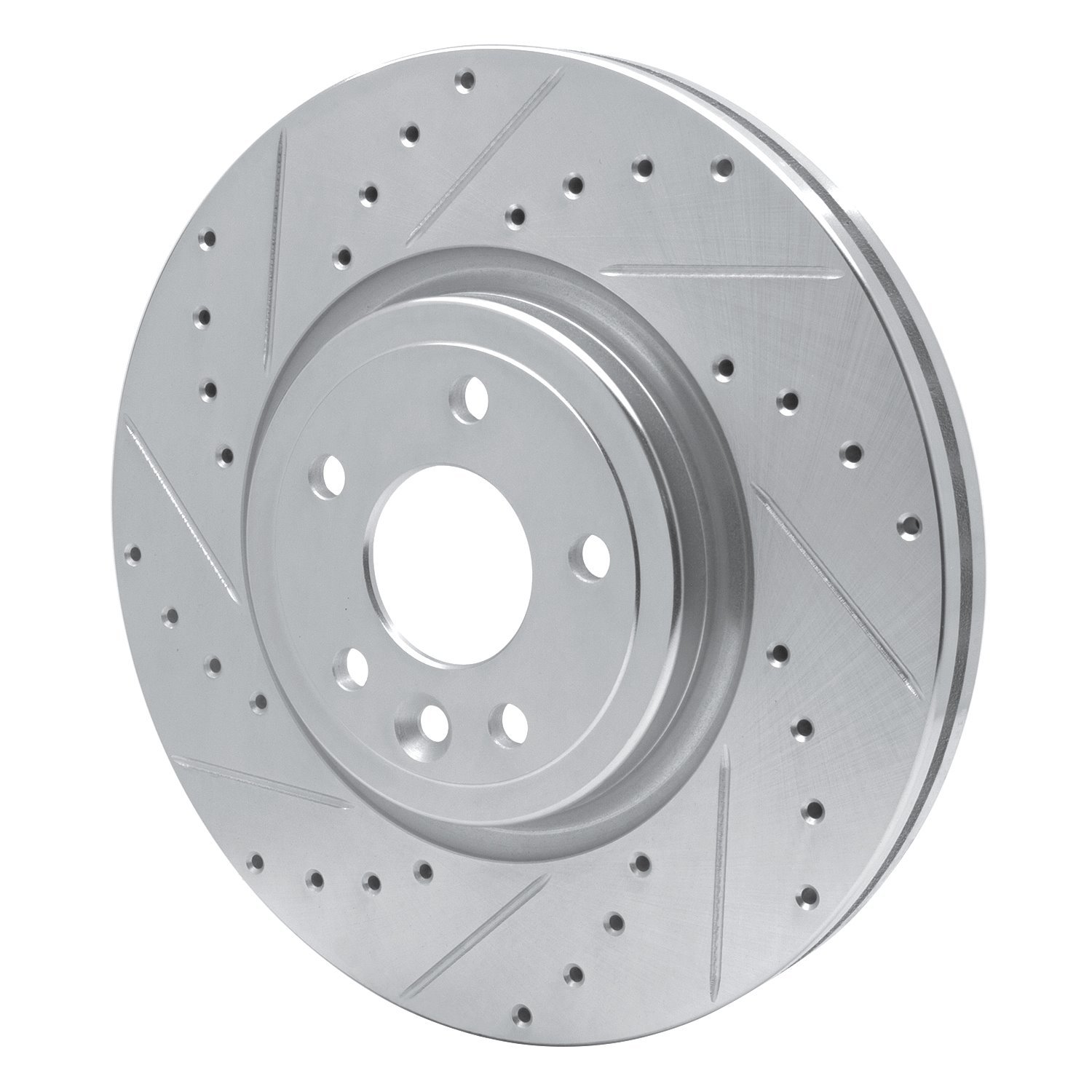 E-Line Drilled & Slotted Silver Brake Rotor, 2017-2020 Jaguar, Position: Front Left