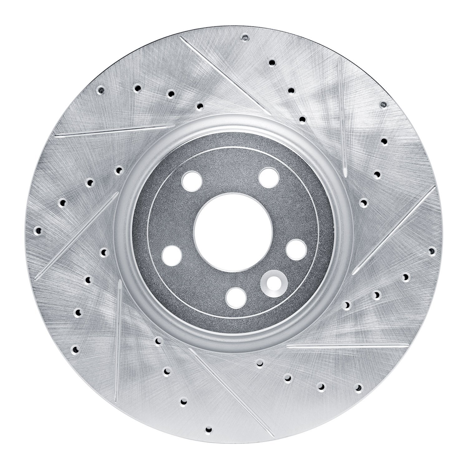 E-Line Drilled & Slotted Silver Brake Rotor, 2017-2020 Fits Multiple Makes/Models, Position: Front Right