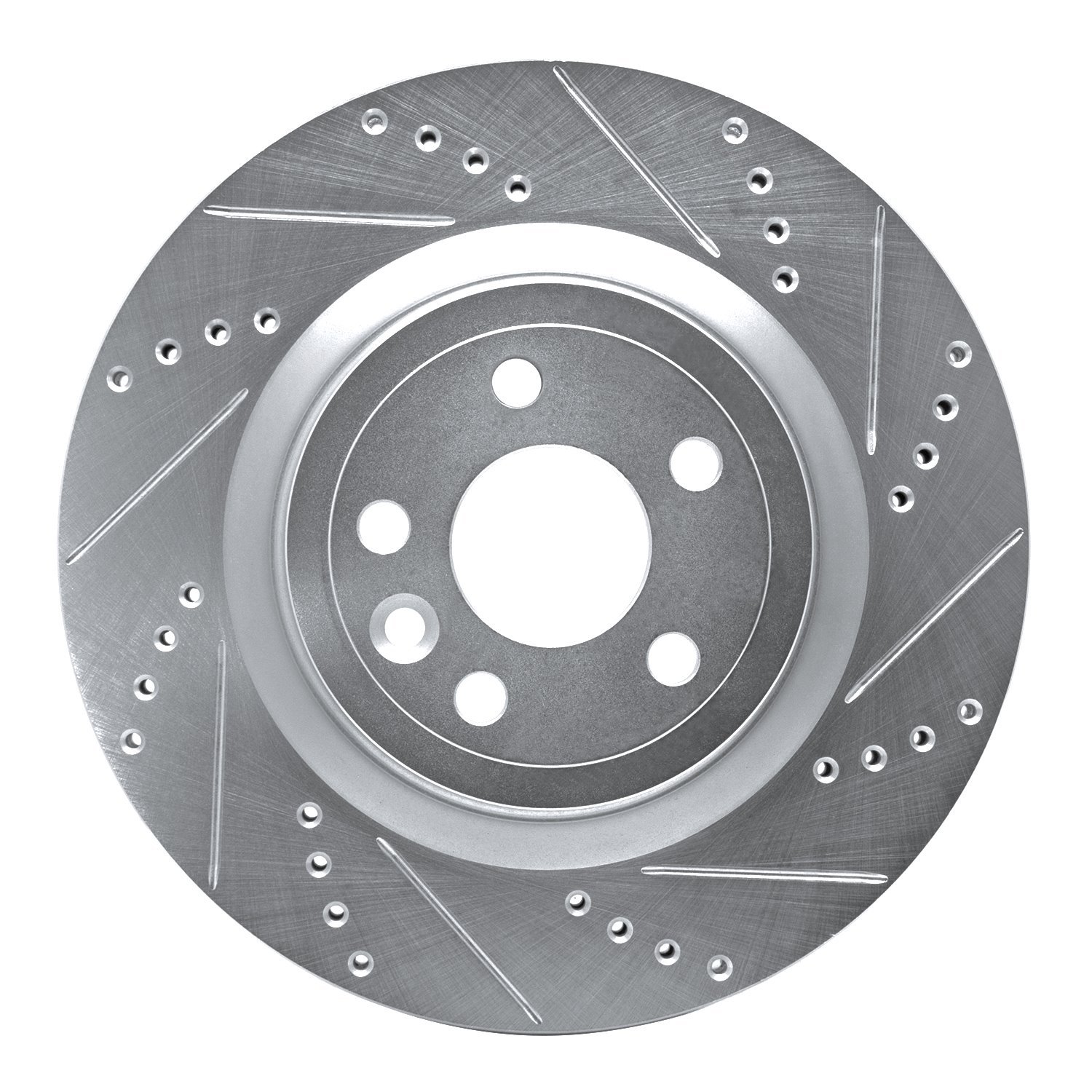 E-Line Drilled & Slotted Silver Brake Rotor, 2017-2020 Fits Multiple Makes/Models, Position: Rear Right