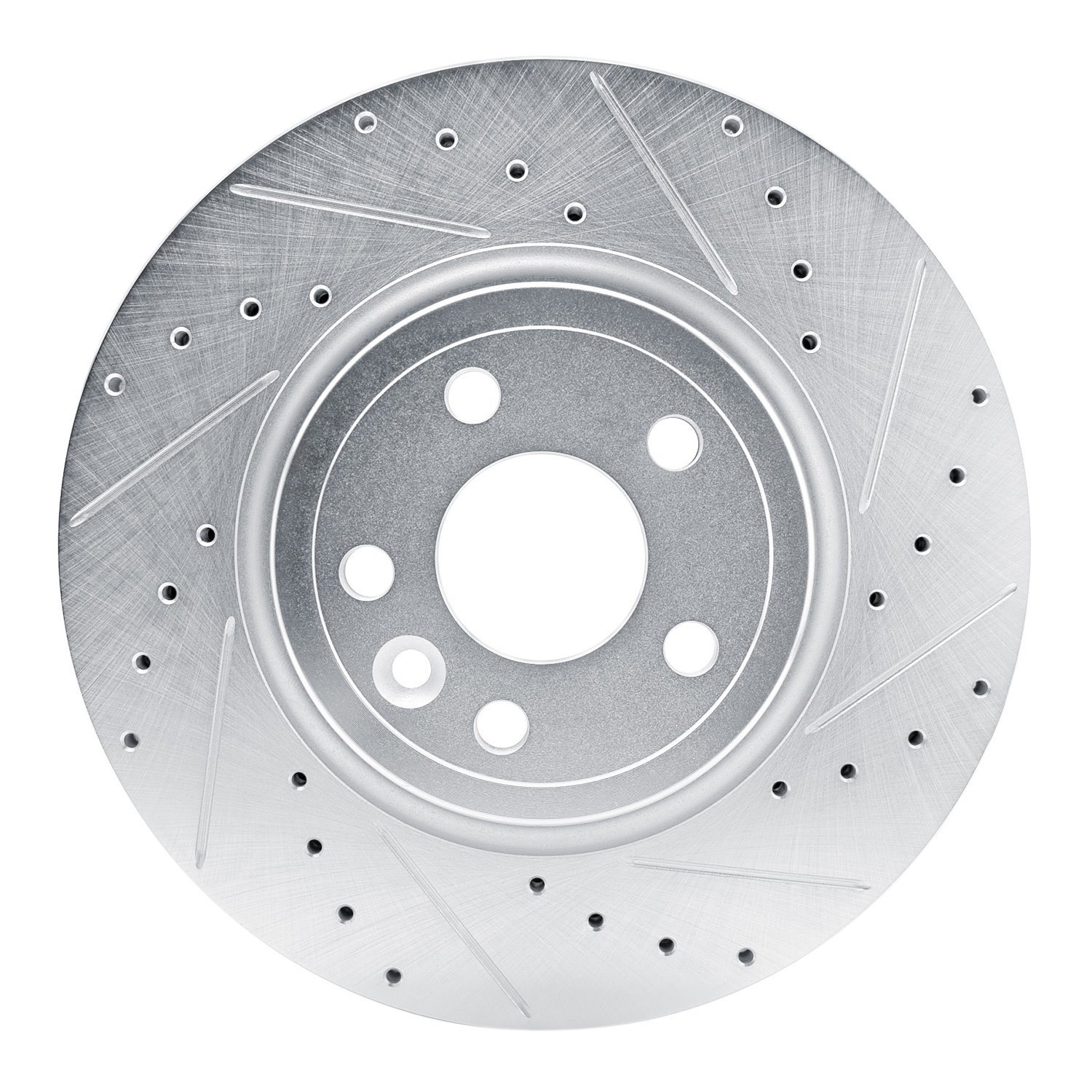 E-Line Drilled & Slotted Silver Brake Rotor, 2017-2019 Fits Multiple Makes/Models, Position: Front Right