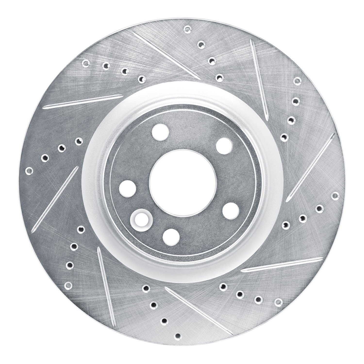 E-Line Drilled & Slotted Silver Brake Rotor, 2020-2020 Fits Multiple Makes/Models, Position: Front Right
